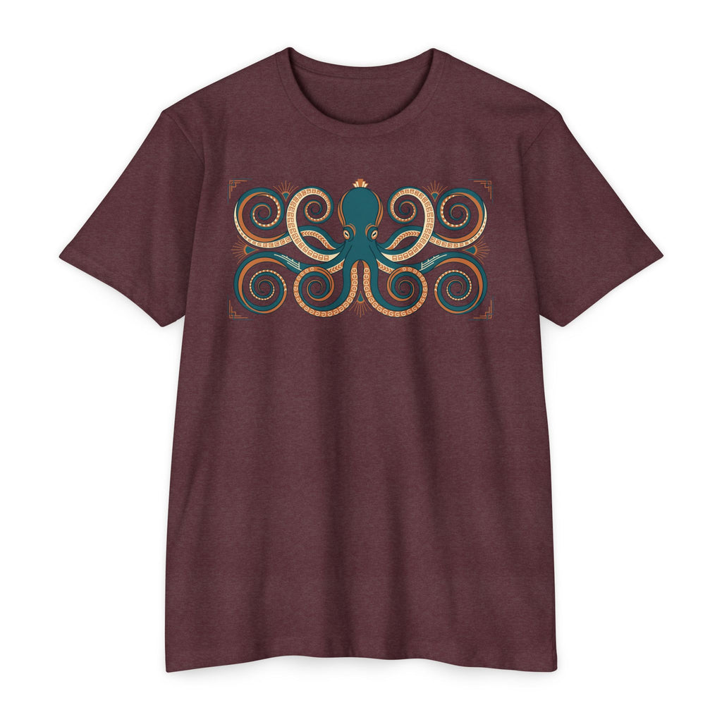 Octopus T-Shirt Teal Swirl Nautical Sea Creature Graphic Tee Ocean Lover Gift Unisex