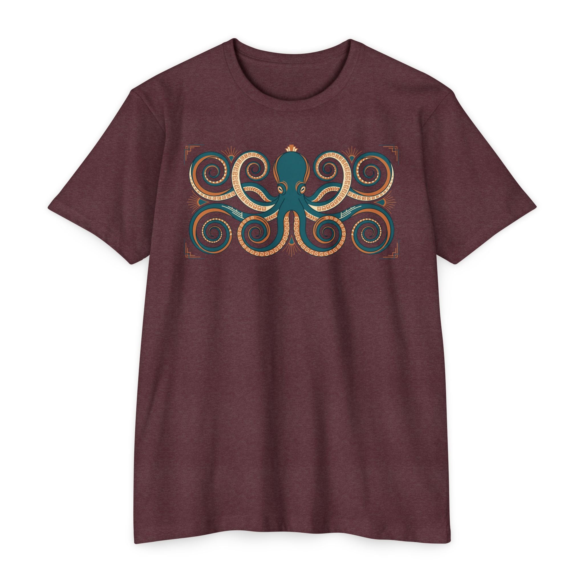 Octopus T-Shirt Teal Swirl Nautical Sea Creature Graphic Tee Ocean Lover Gift Unisex