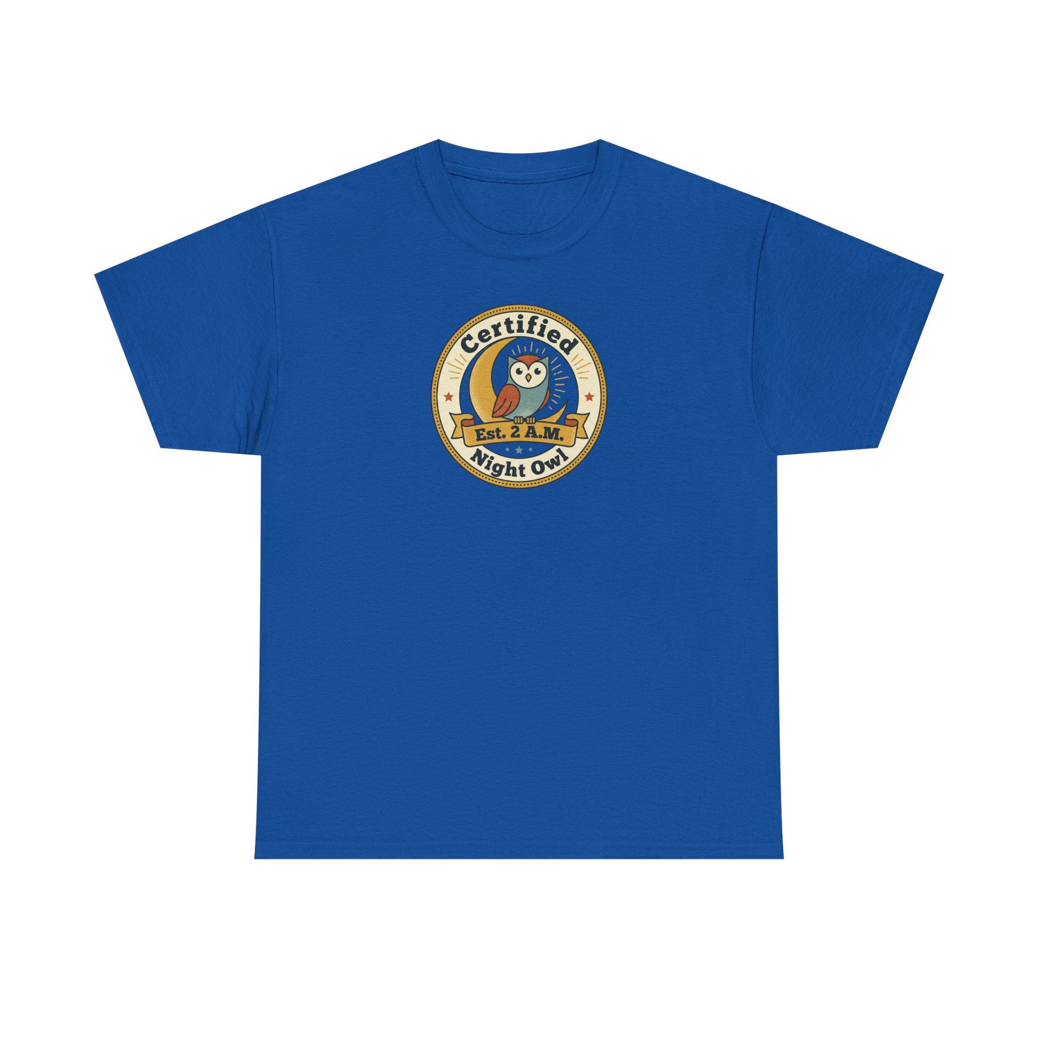 Certified Night Owl T-Shirt | Funny Night Owl Tee | Retro Owl Badge Shirt | Gift for Night Owls