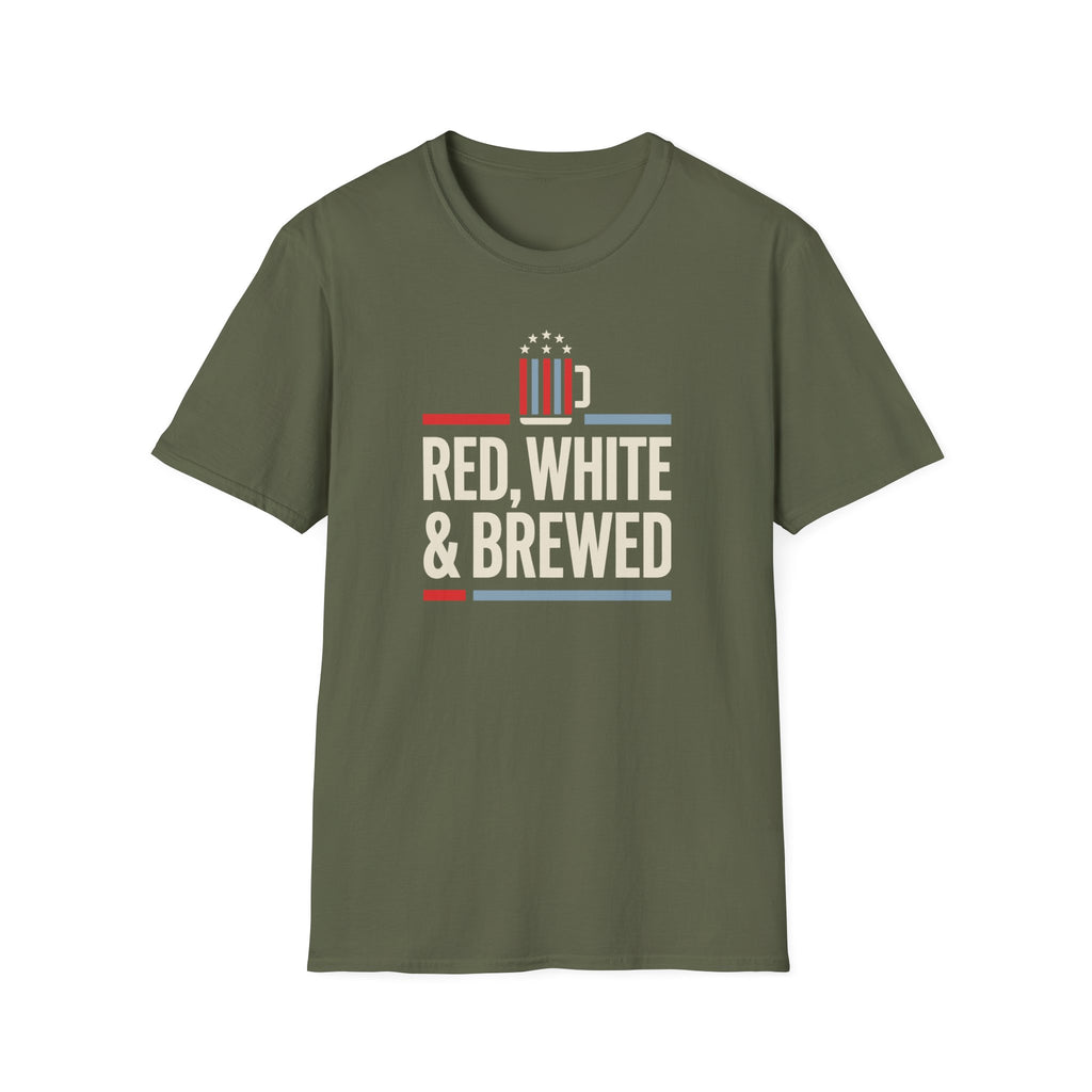 Red White & Brewed T-Shirt | Patriotic Beer Tee, 4th of July Shirt, Beer Lover Gift, USA Independence Day Graphic Tee