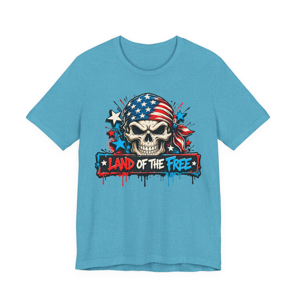 Land of the Free Skull T-Shirt | 4th of July American Flag Patriotic Graphic Tee