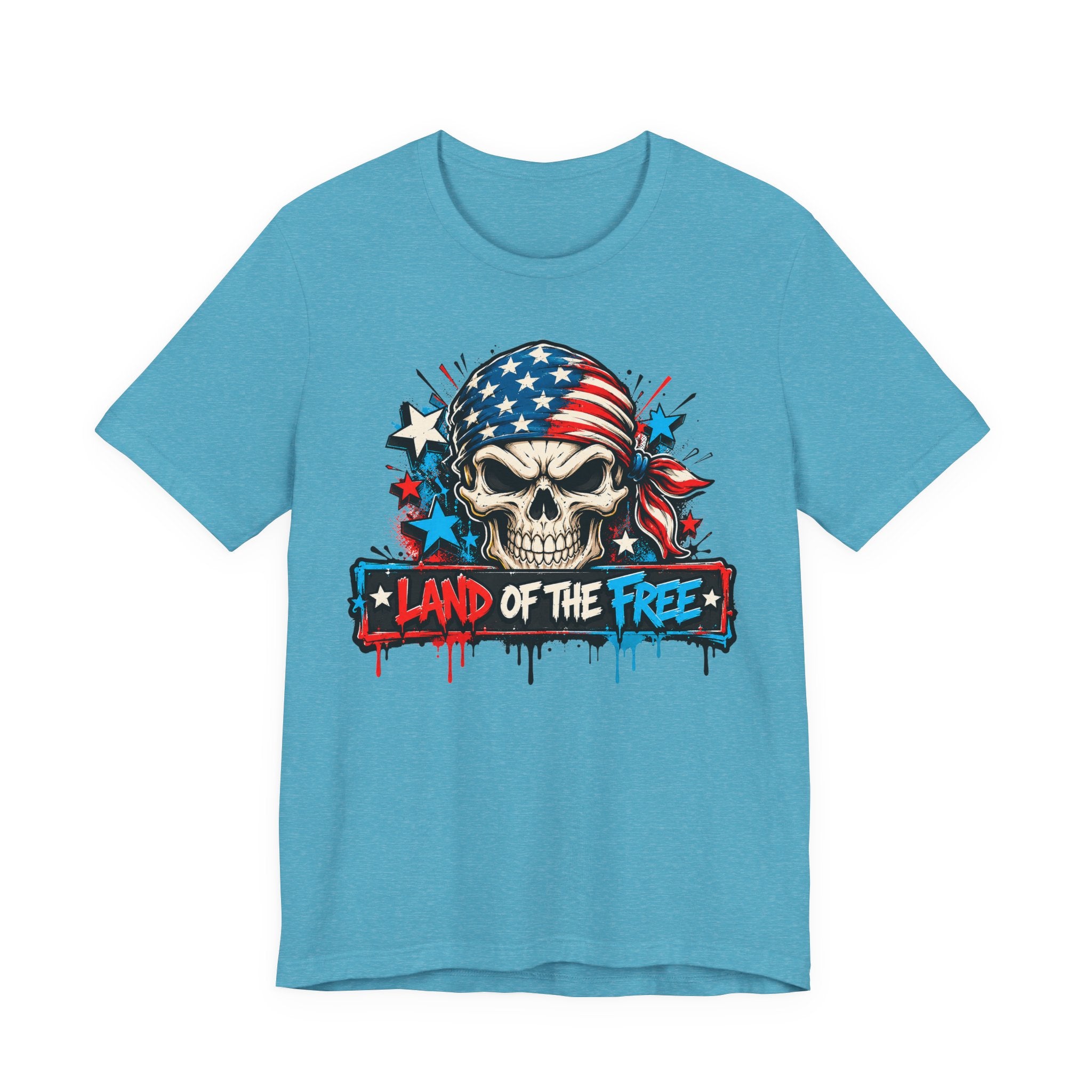 Land of the Free Skull T-Shirt | 4th of July American Flag Patriotic Graphic Tee