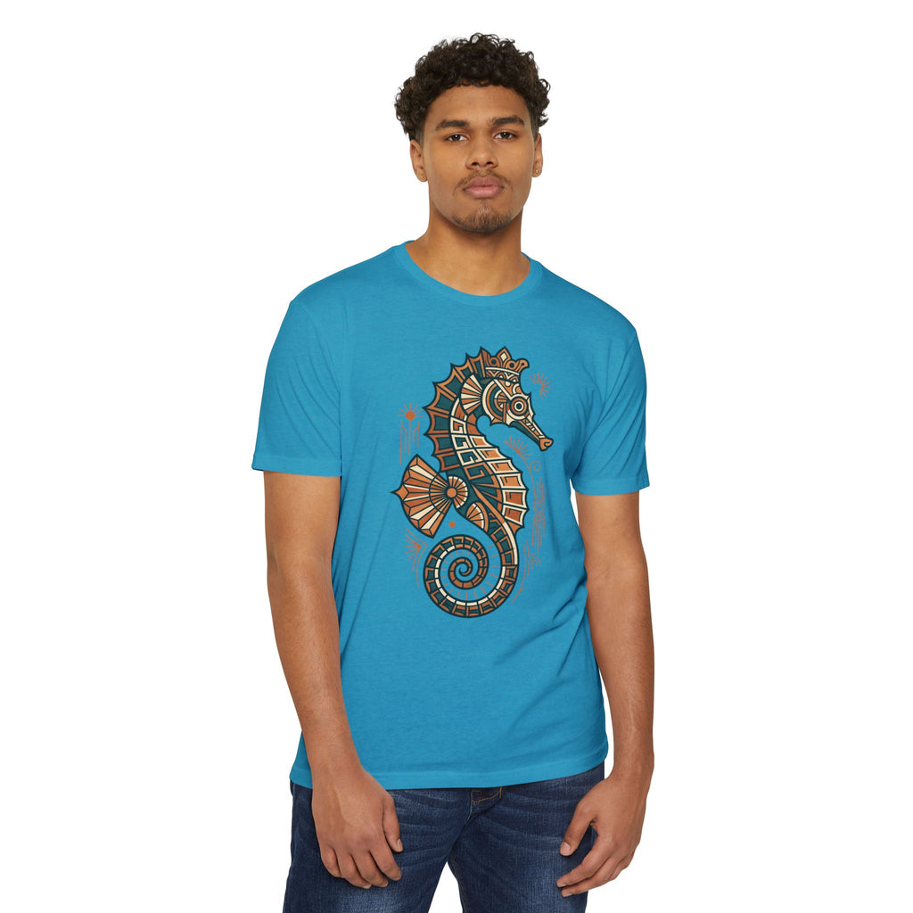 Seahorse T-Shirt Nautical Mosaic Coastal Beach Ocean Art Graphic Tee Sea Lover Gift Unisex