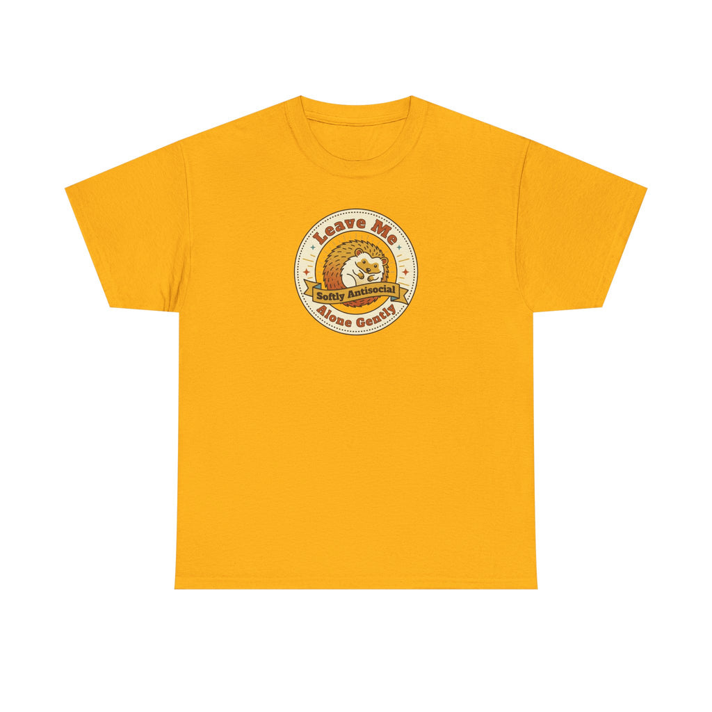 Leave Me Alone Softly Antisocial T-Shirt | Funny Introvert Hedgehog Graphic Tee