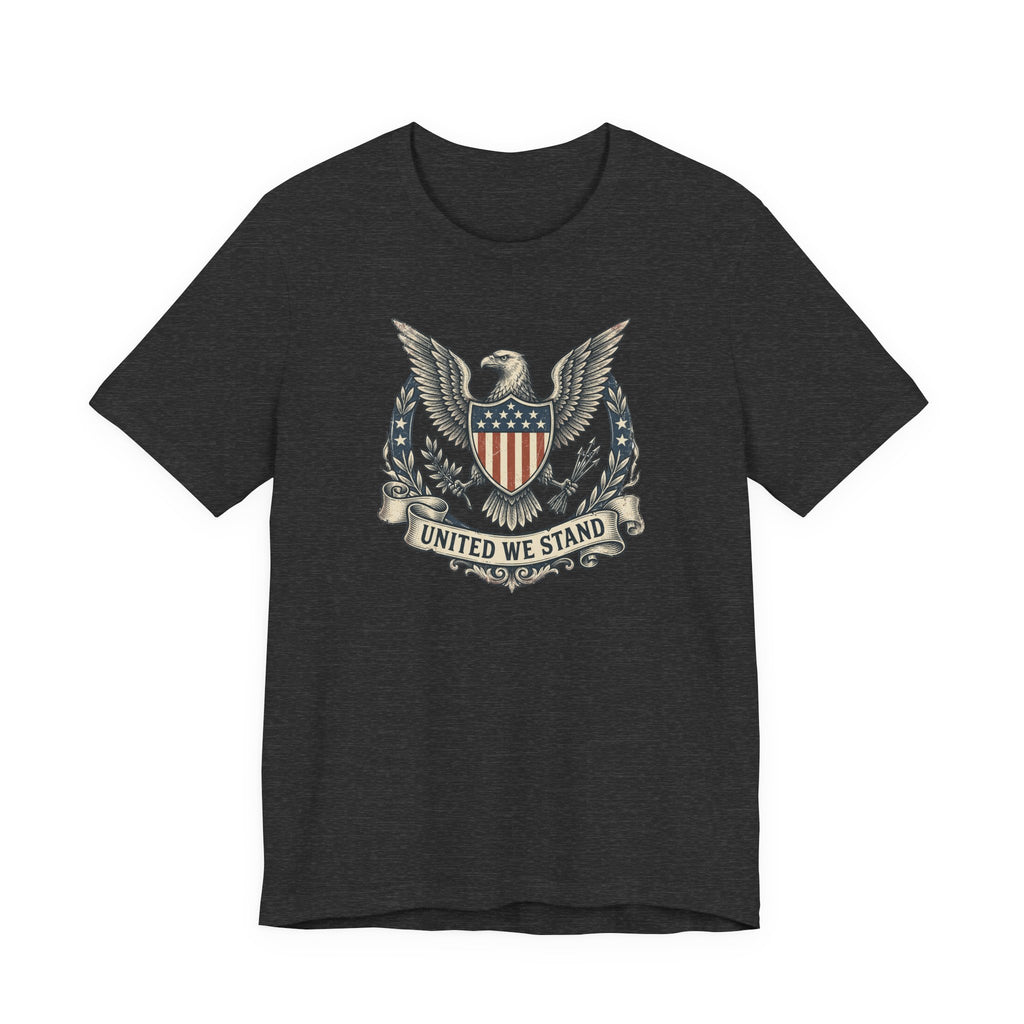 American Eagle Shield United We Stand T-Shirt | Patriotic USA Flag Crest Graphic Tee