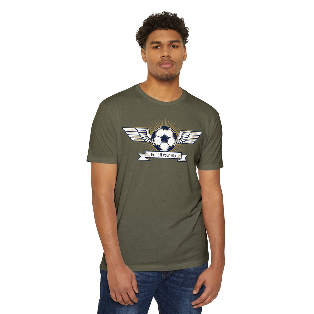 Custom Vintage Soccer T-Shirt Personalized Winged Soccer Emblem Tee Add Your Name or Team Soccer Gift