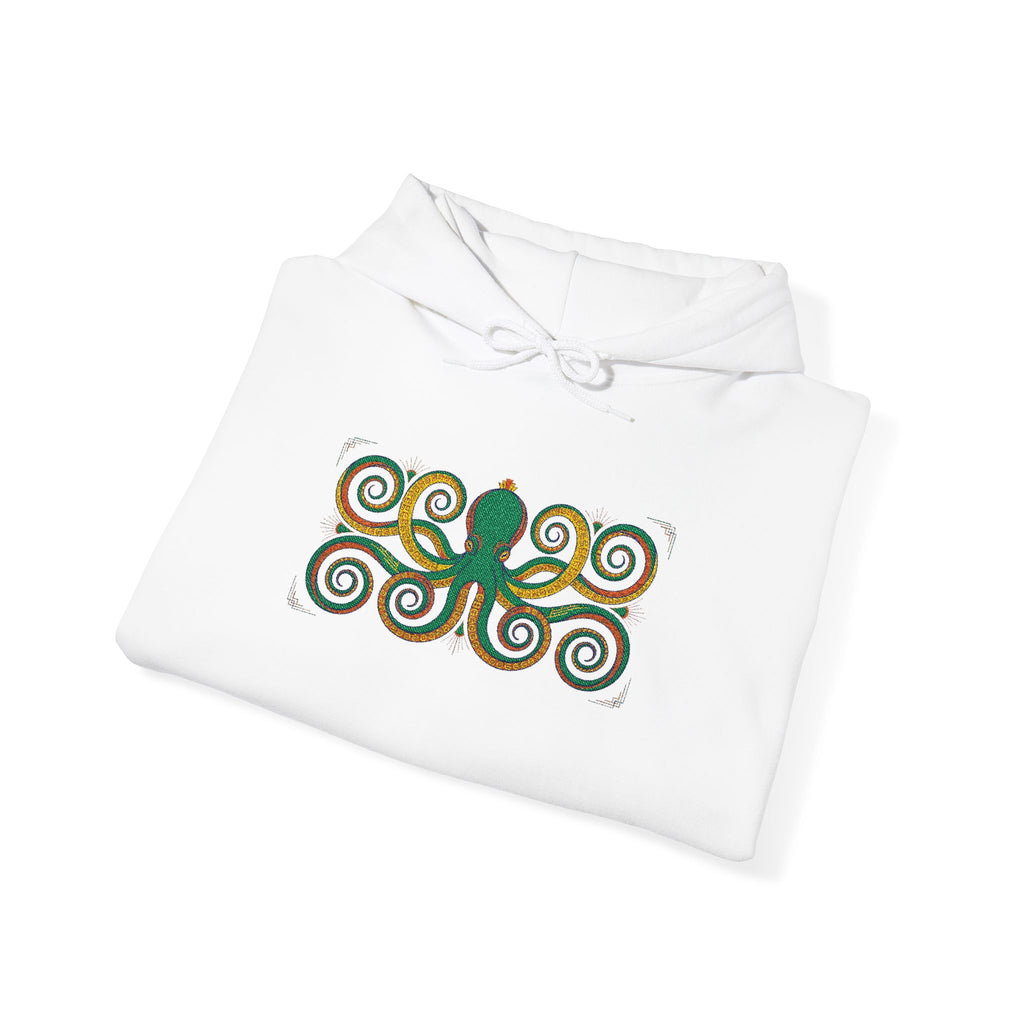 Green Octopus Spiral Art Hoodie | Nautical Sea Creature Sweatshirt, Unisex Ocean Art Gift Pullover