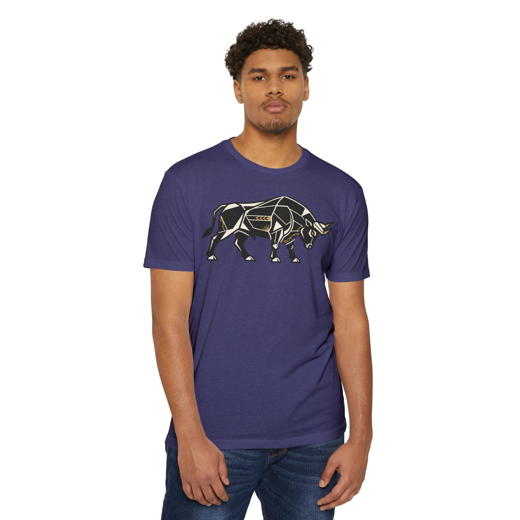 Bull T-Shirt Geometric Illustration Charging Bull Graphic Tee Animal Lover Gift Streetwear Unisex