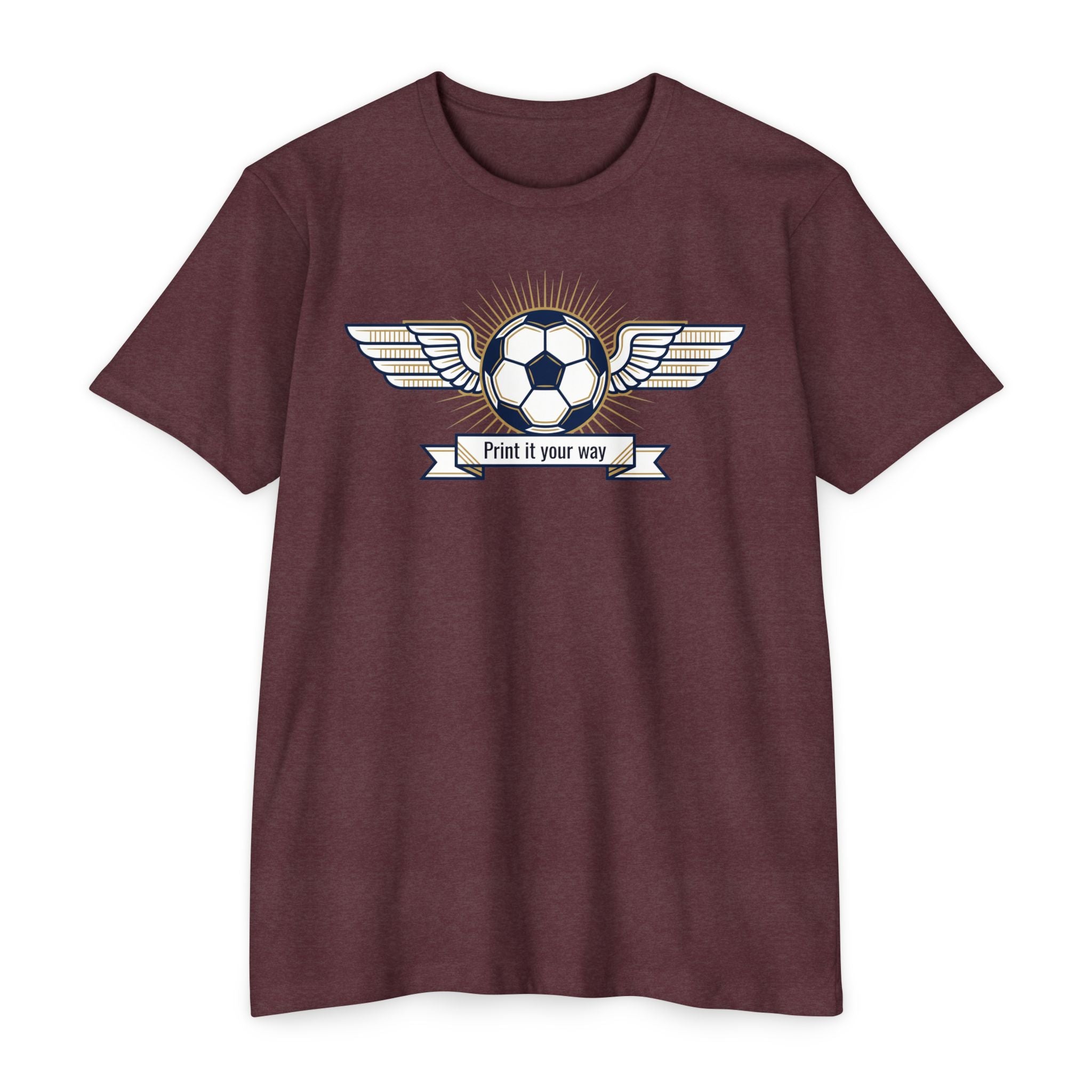 Custom Vintage Soccer T-Shirt Personalized Winged Soccer Emblem Tee Add Your Name or Team Soccer Gift
