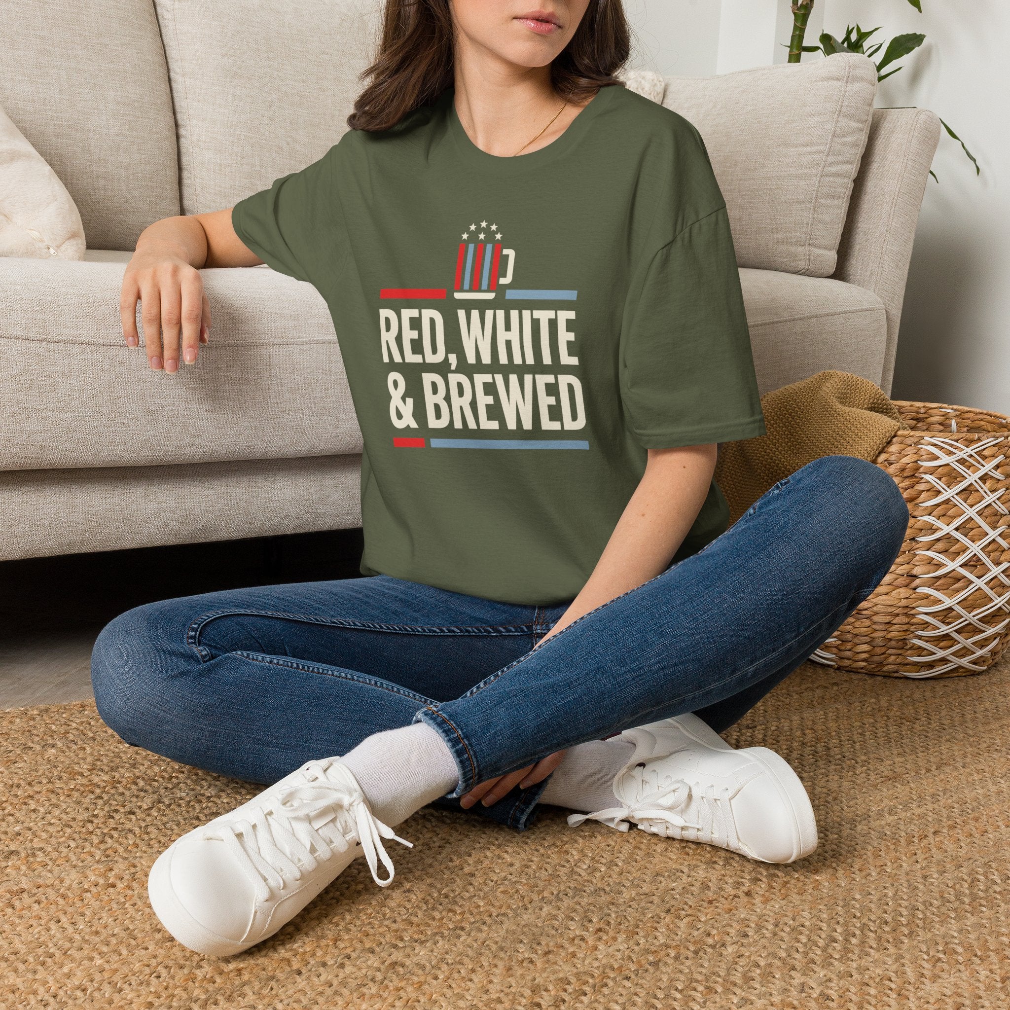 Red White & Brewed T-Shirt | Patriotic Beer Tee, 4th of July Shirt, Beer Lover Gift, USA Independence Day Graphic Tee