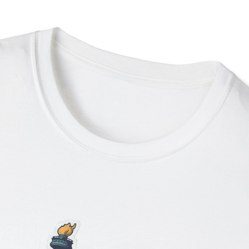White T-shirt crew neckline close-up