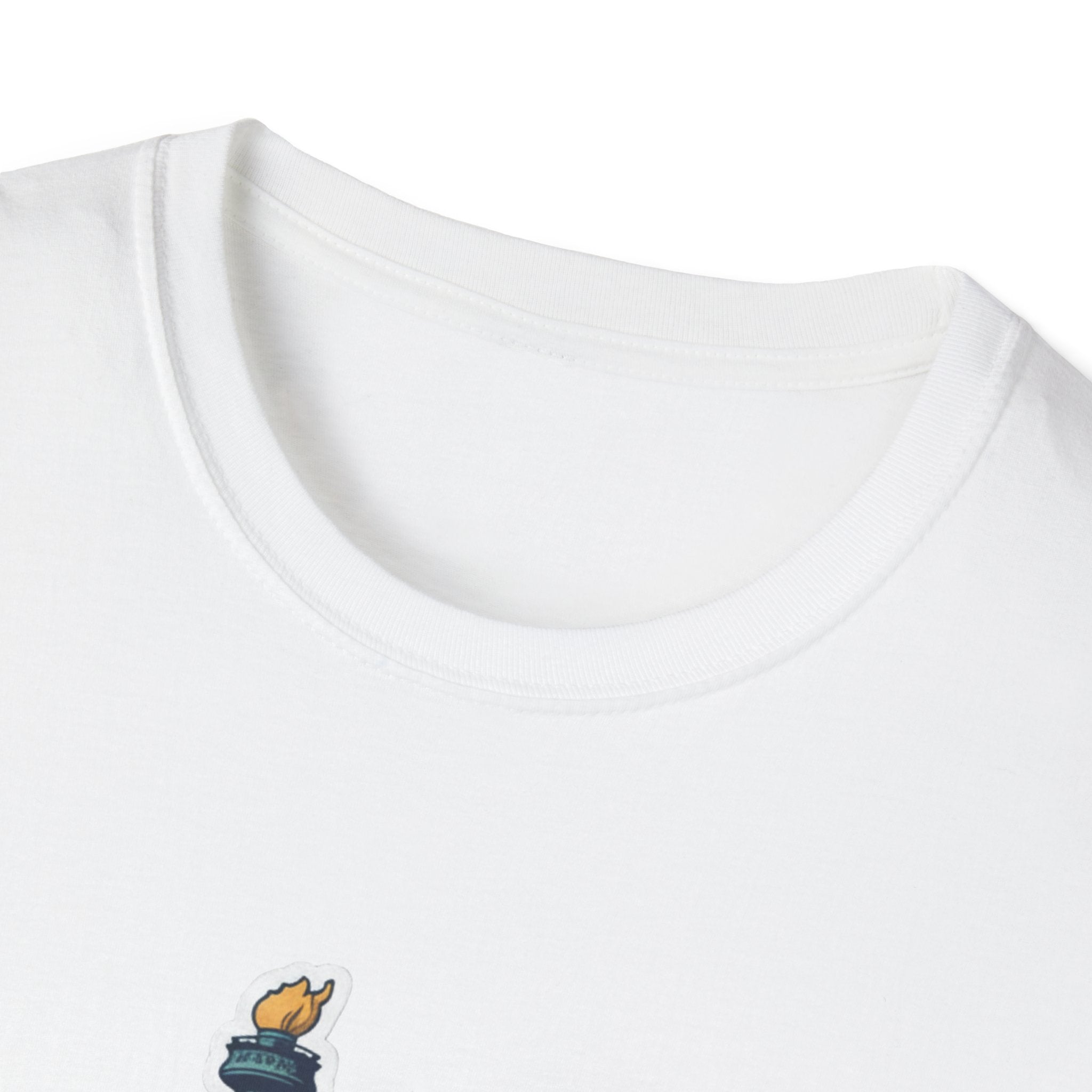 White T-shirt crew neckline close-up
