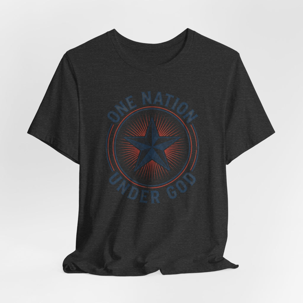 One Nation Under God T-Shirt | Patriotic Christian Faith Americana Star Graphic Tee
