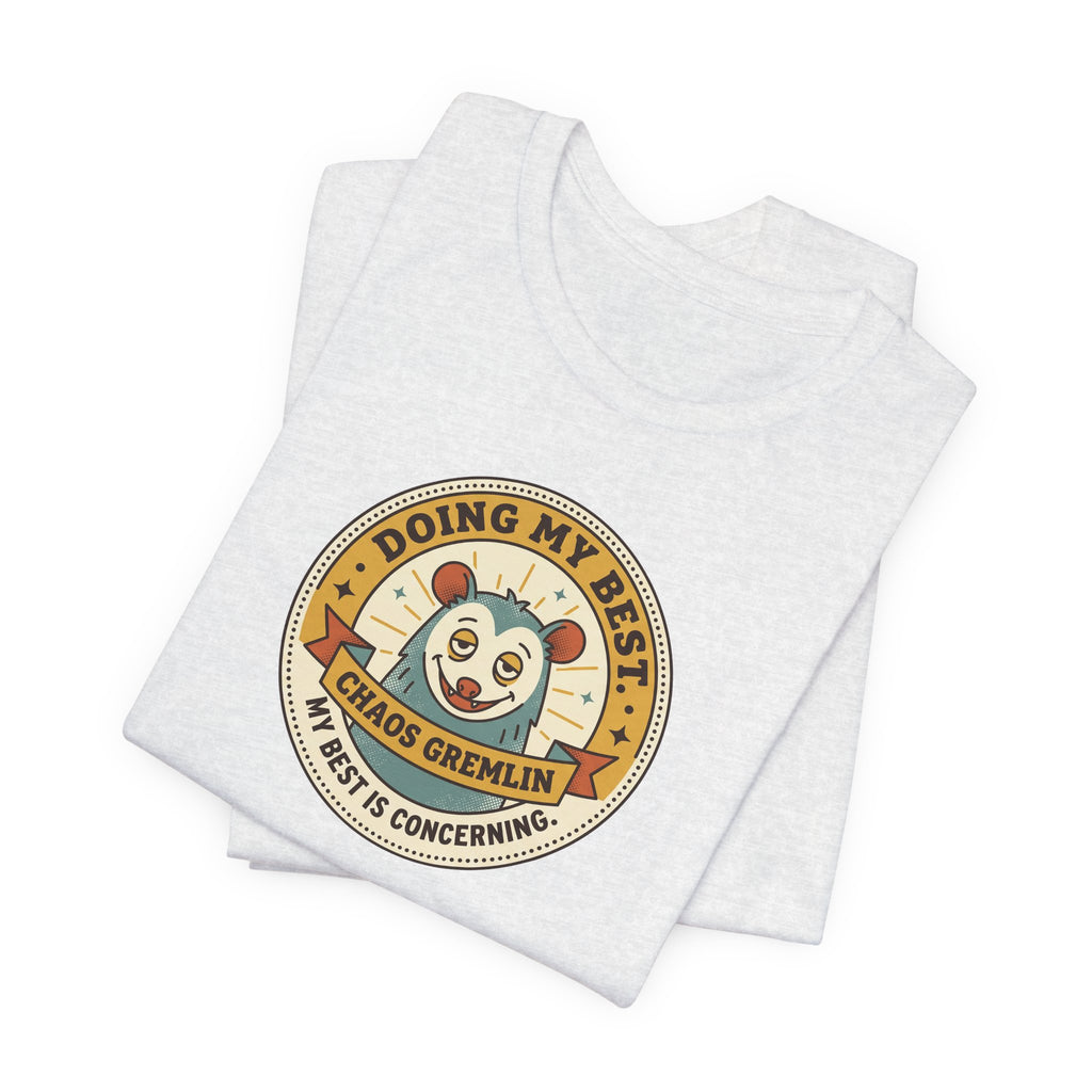 Doing My Best Chaos Gremlin Tee | Cute Cartoon Gremlin Badge Shirt