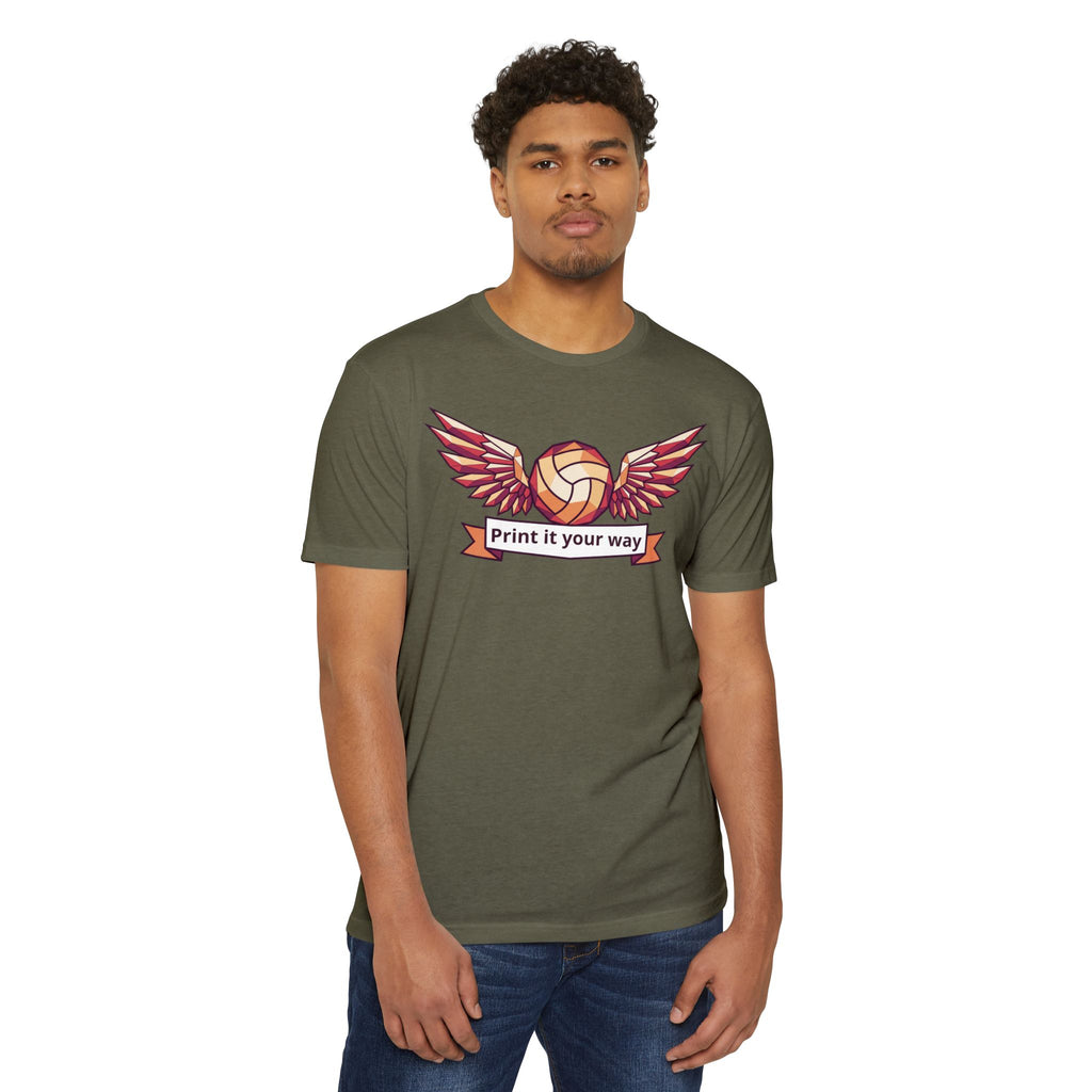 Custom Volleyball T-Shirt Personalized Winged Volleyball Banner Tee Add Your Name or Team Gift Unisex