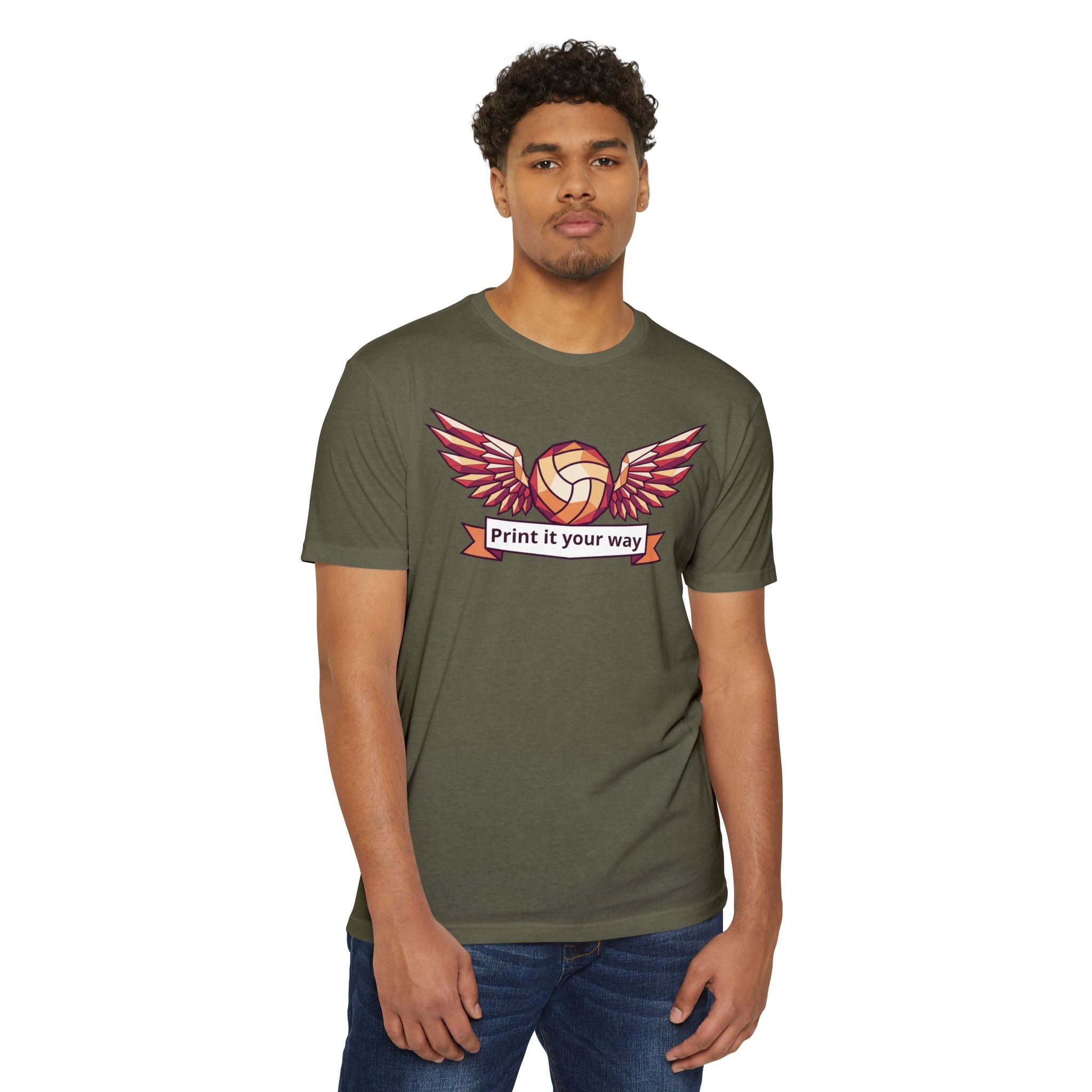 Custom Volleyball T-Shirt Personalized Winged Volleyball Banner Tee Add Your Name or Team Gift Unisex