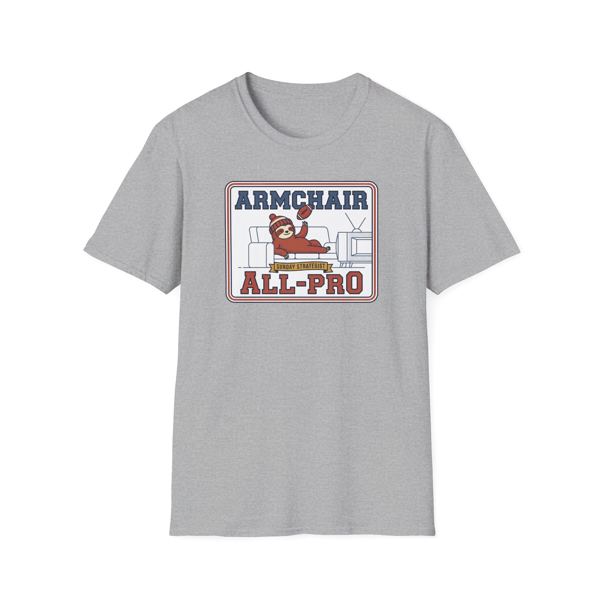 Funny Sloth Football T-Shirt | Lazy Game Day Couch Fan Tee