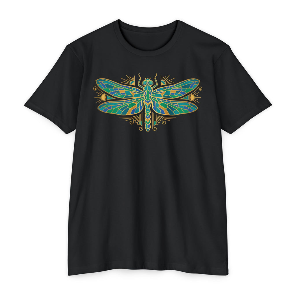 Dragonfly T-Shirt Green Mosaic Nature Insect Illustration Graphic Tee Dragonfly Lover Gift Unisex