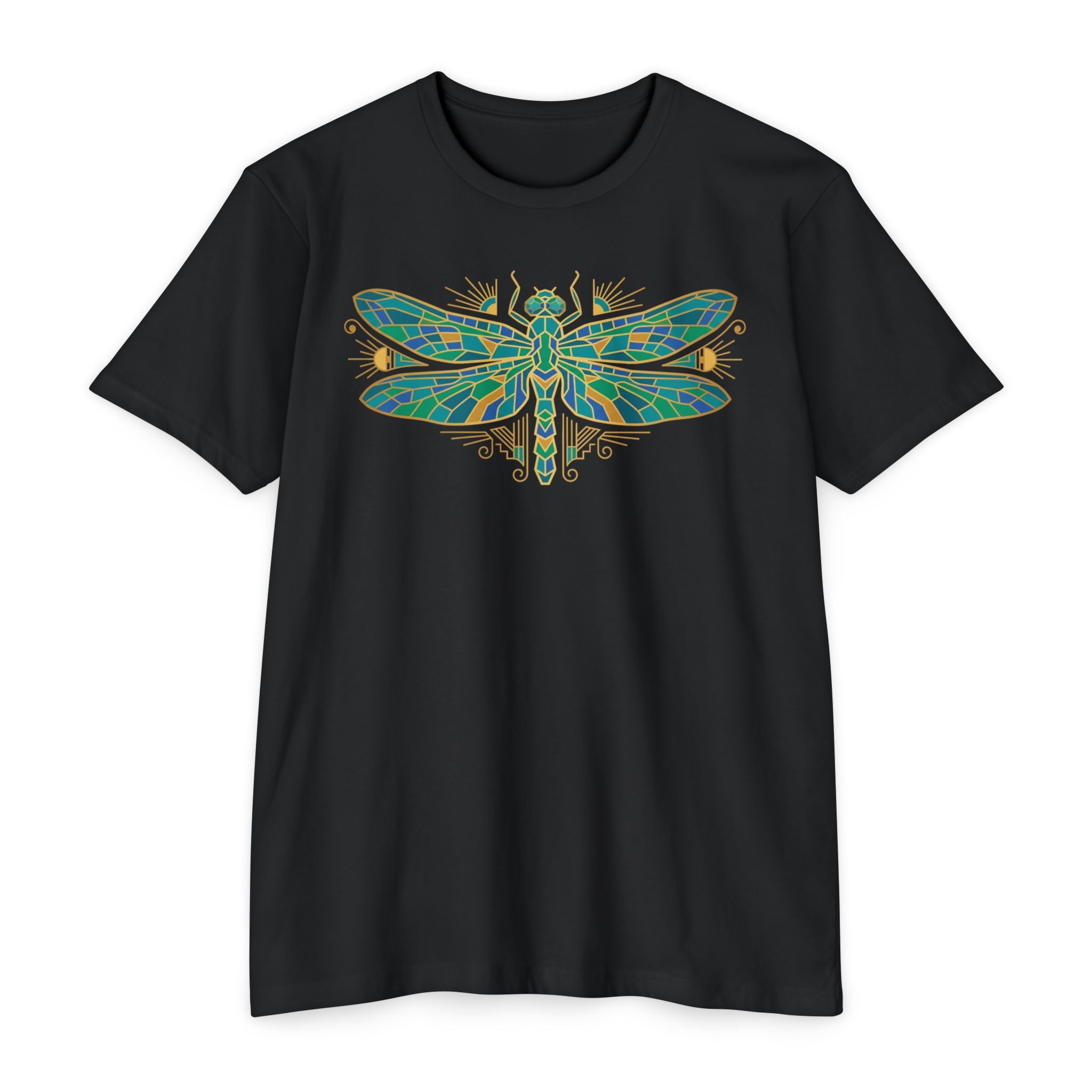 Dragonfly T-Shirt Green Mosaic Nature Insect Illustration Graphic Tee Dragonfly Lover Gift Unisex
