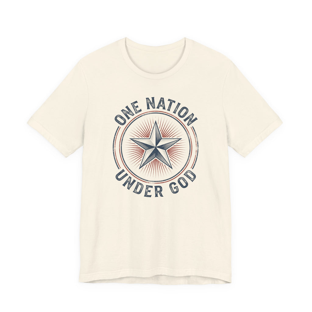 One Nation Under God T-Shirt | Patriotic Christian Faith Americana Star Graphic Tee