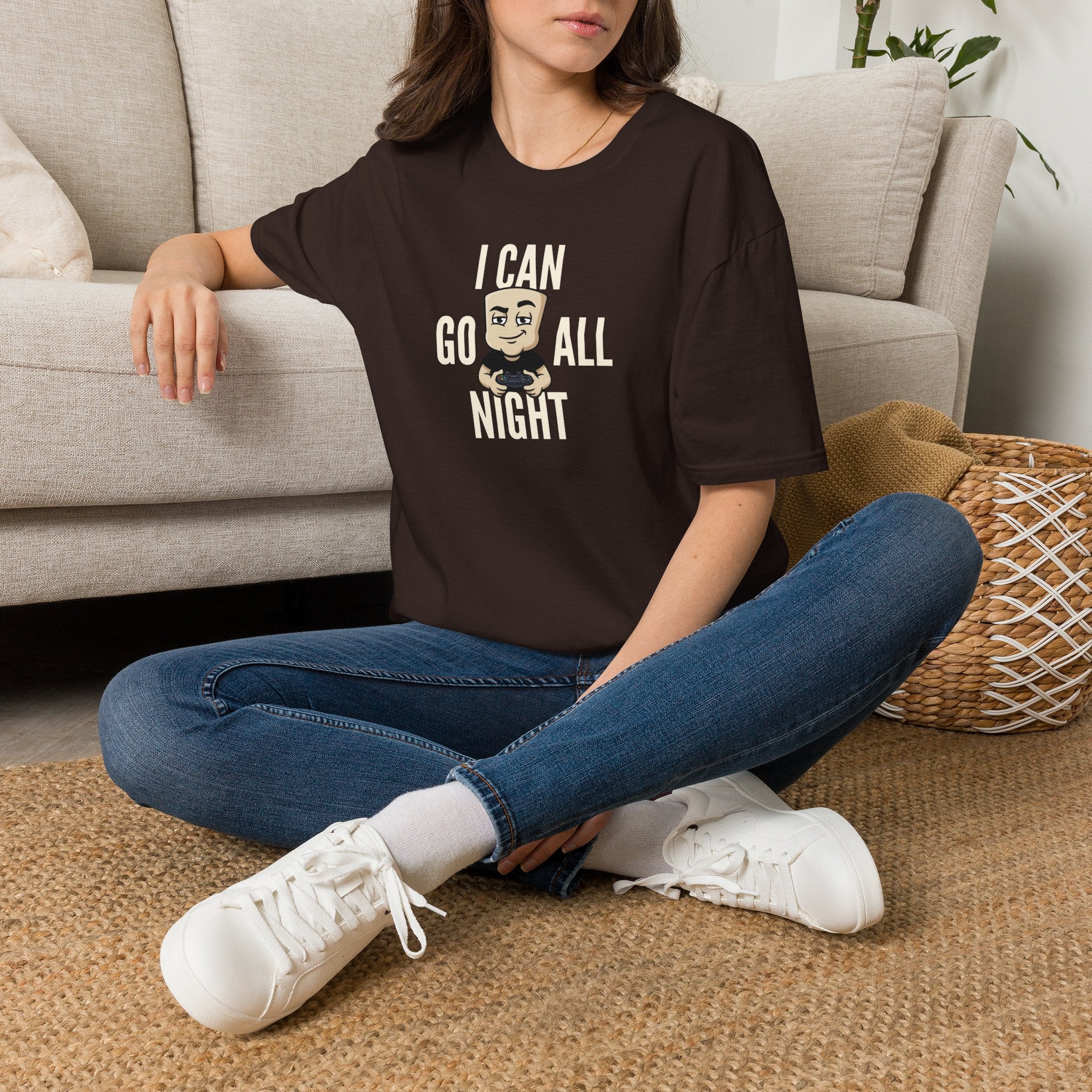 I Can Go All Night T-Shirt | Funny Gamer Tee | Video Game Controller Innuendo Humor Gift