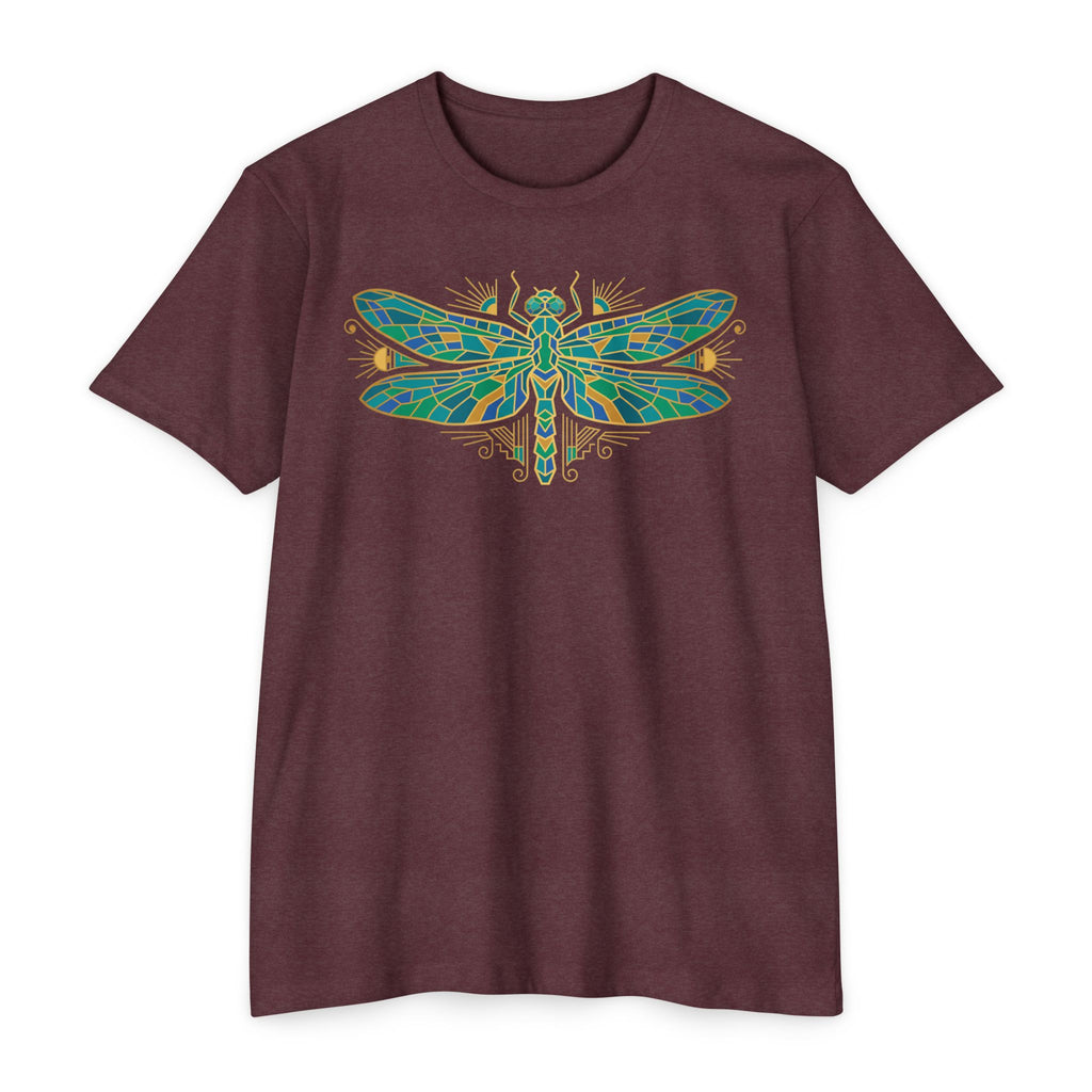 Dragonfly T-Shirt Green Mosaic Nature Insect Illustration Graphic Tee Dragonfly Lover Gift Unisex