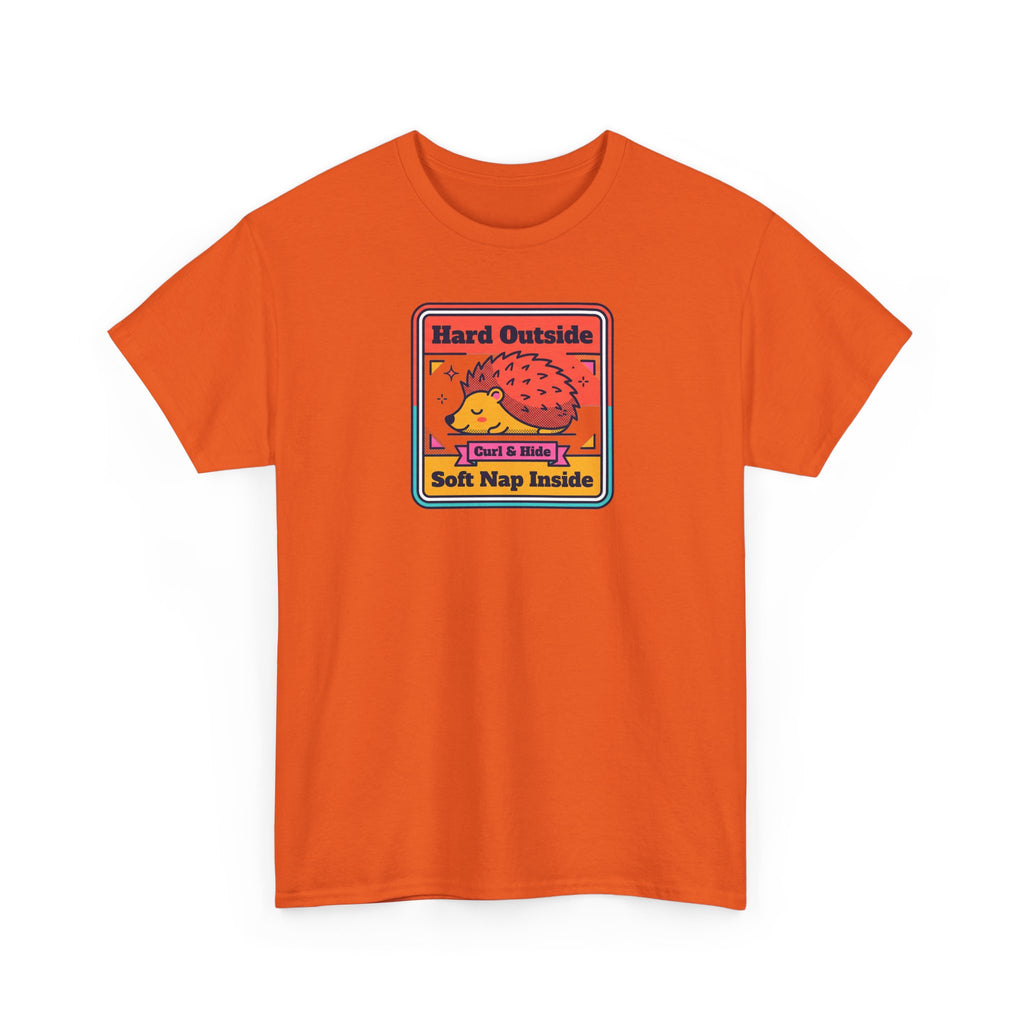 Hard Outside Soft Nap Inside T-Shirt | Funny Hedgehog Introvert Graphic Tee