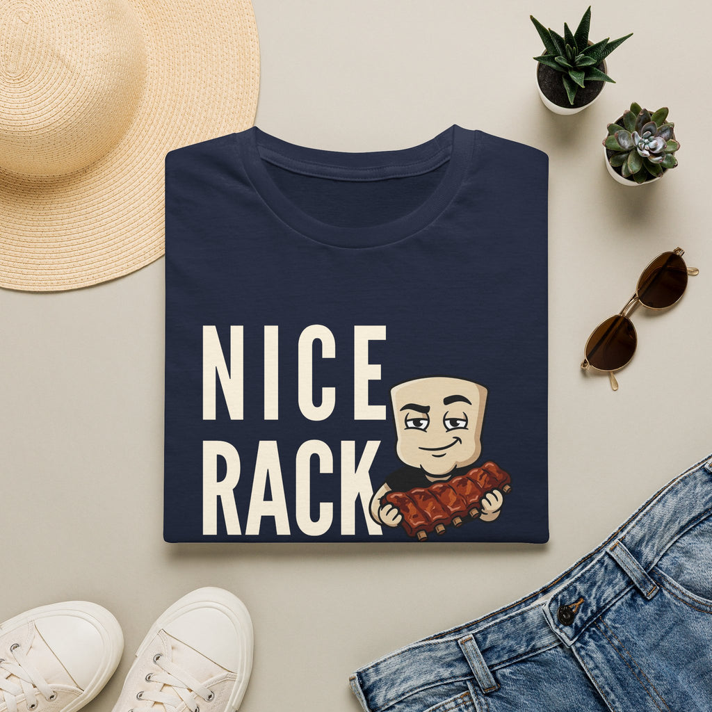 Nice Rack T-Shirt | Funny BBQ Ribs Grilling Tee | Cookout Humor Food Pun Gift