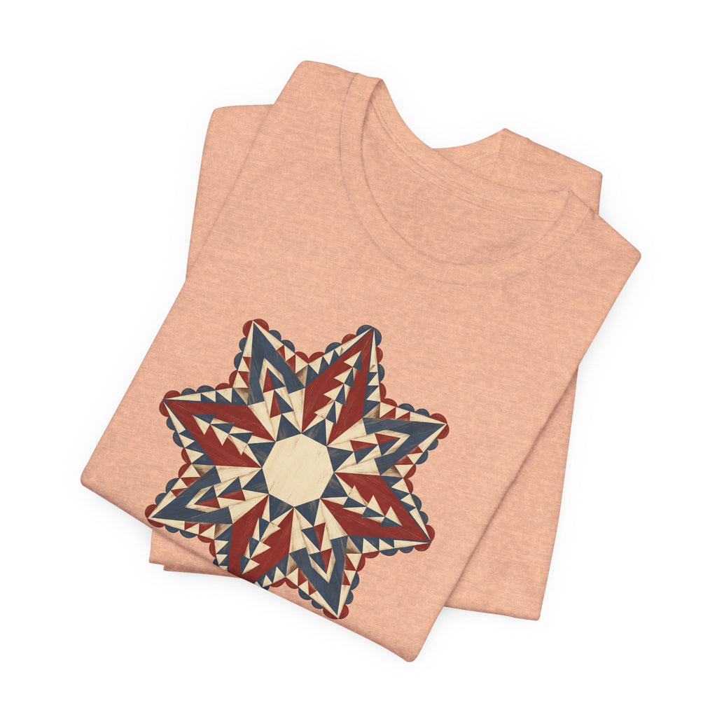 Southwestern Star Mandala Graphic Tee | Geometric Aztec Compass Boho Folk Art T-Shirt