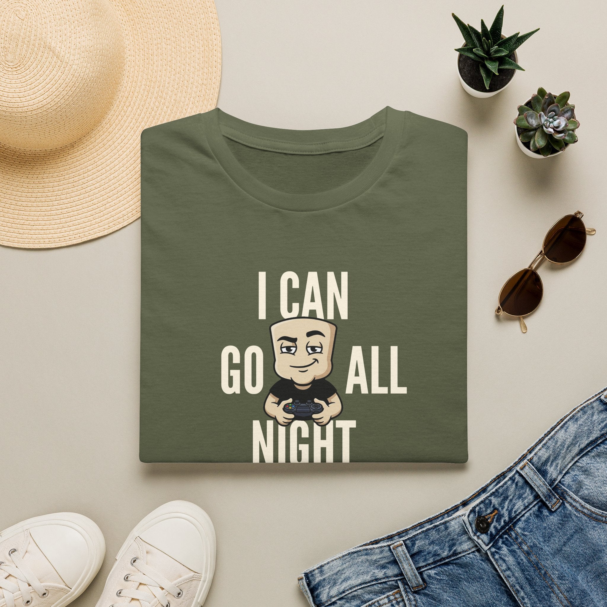 I Can Go All Night T-Shirt | Funny Gamer Tee | Video Game Controller Innuendo Humor Gift