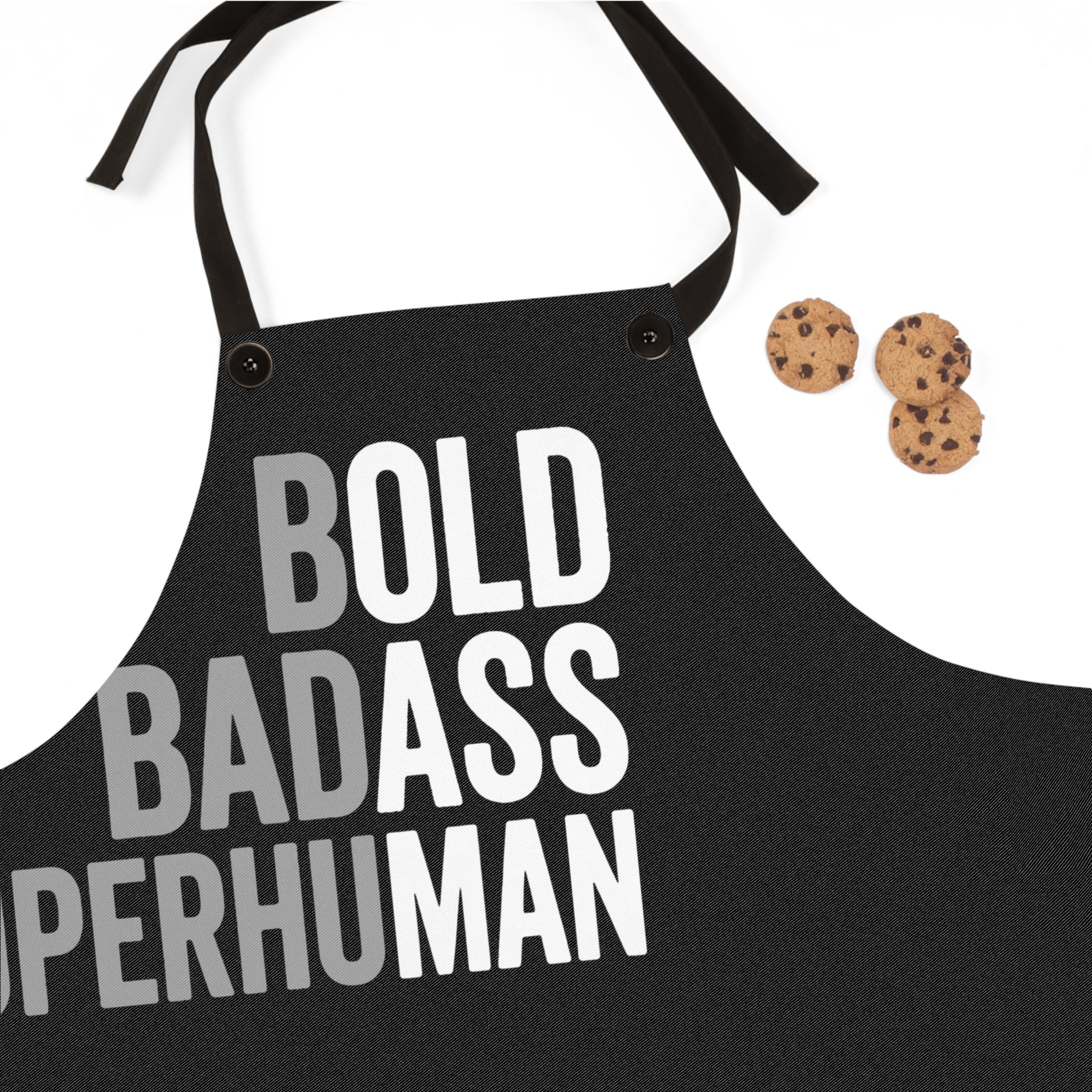 Bold Badass Superhuman Apron | Funny Statement Kitchen Apron | Empowering Cooking Apron | Black Chef Gift Apron