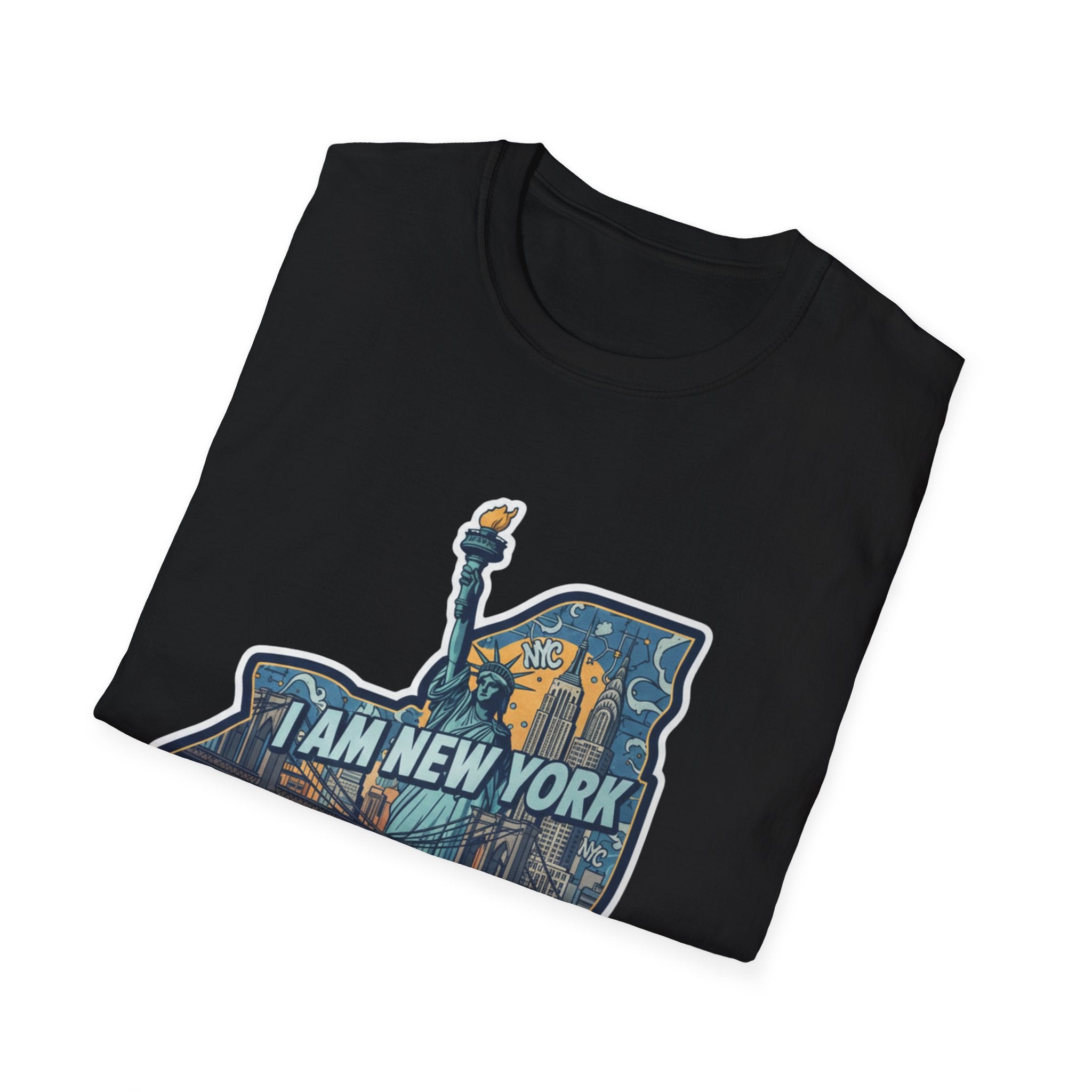 Black I AM NEW YORK skyline graphic T-shirt front