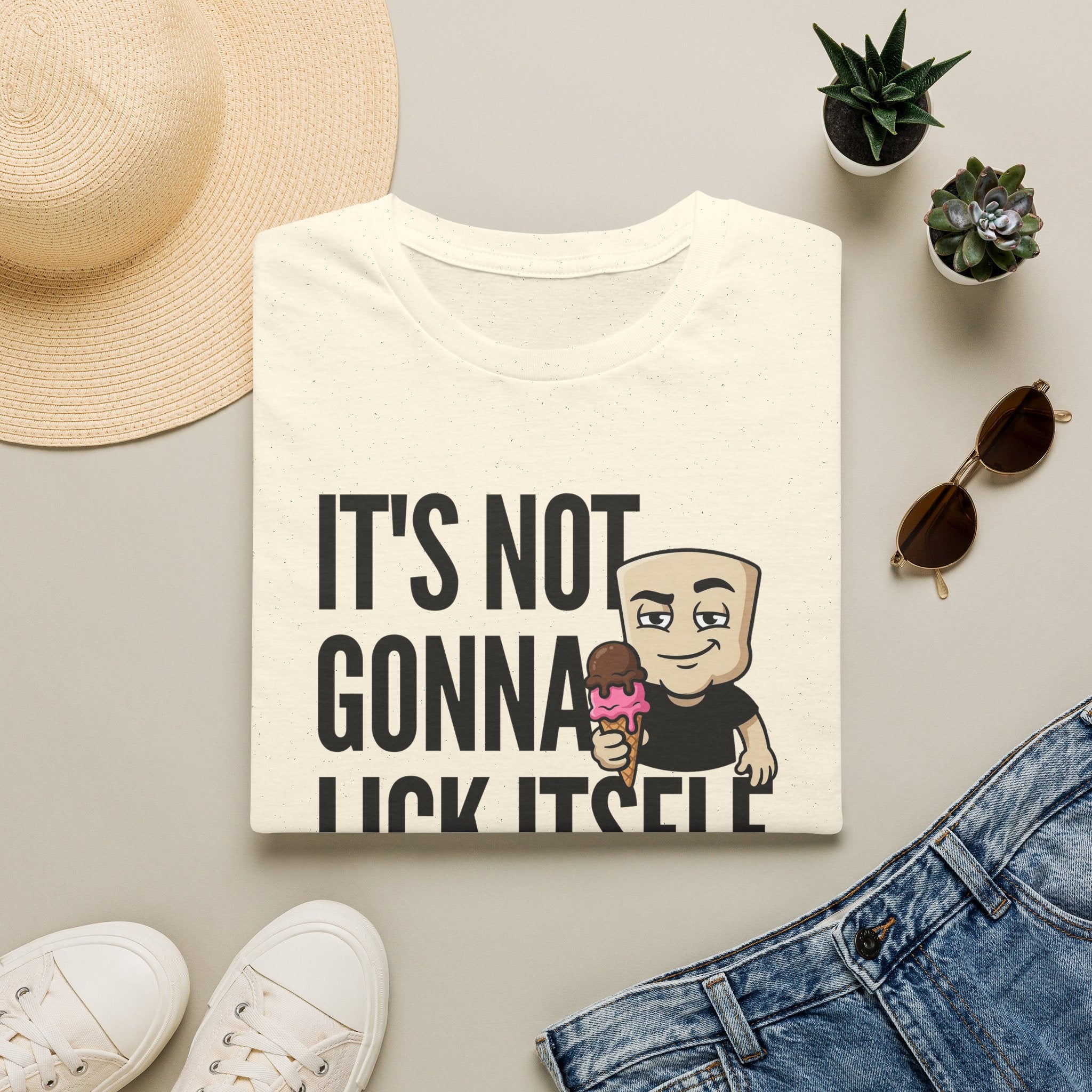 It's Not Gonna Lick Itself T-Shirt | Funny Ice Cream Cone Tee | Adult Humor Innuendo Gift