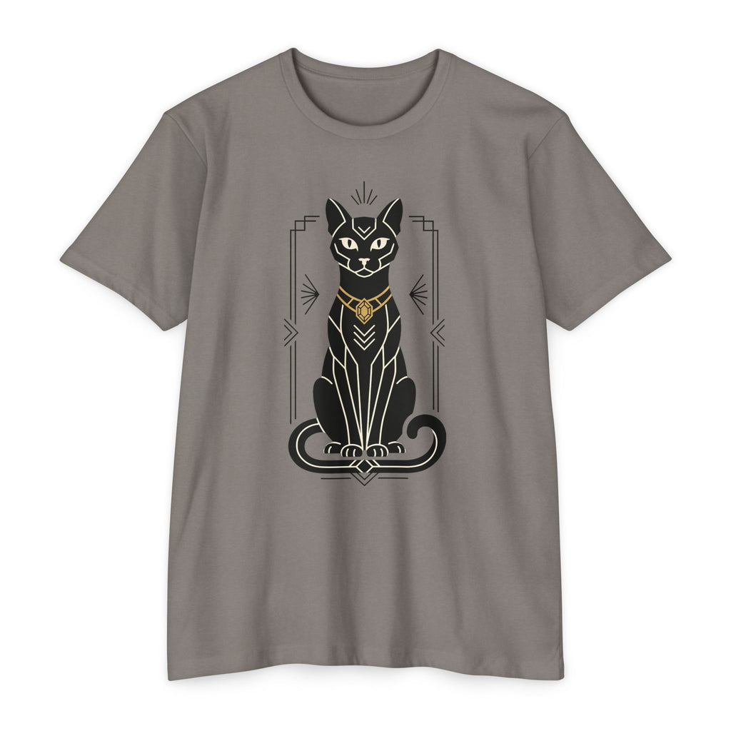 Black Cat T-Shirt Art Deco Egyptian Cat Illustration Graphic Tee Cat Lover Gift Mystic Unisex