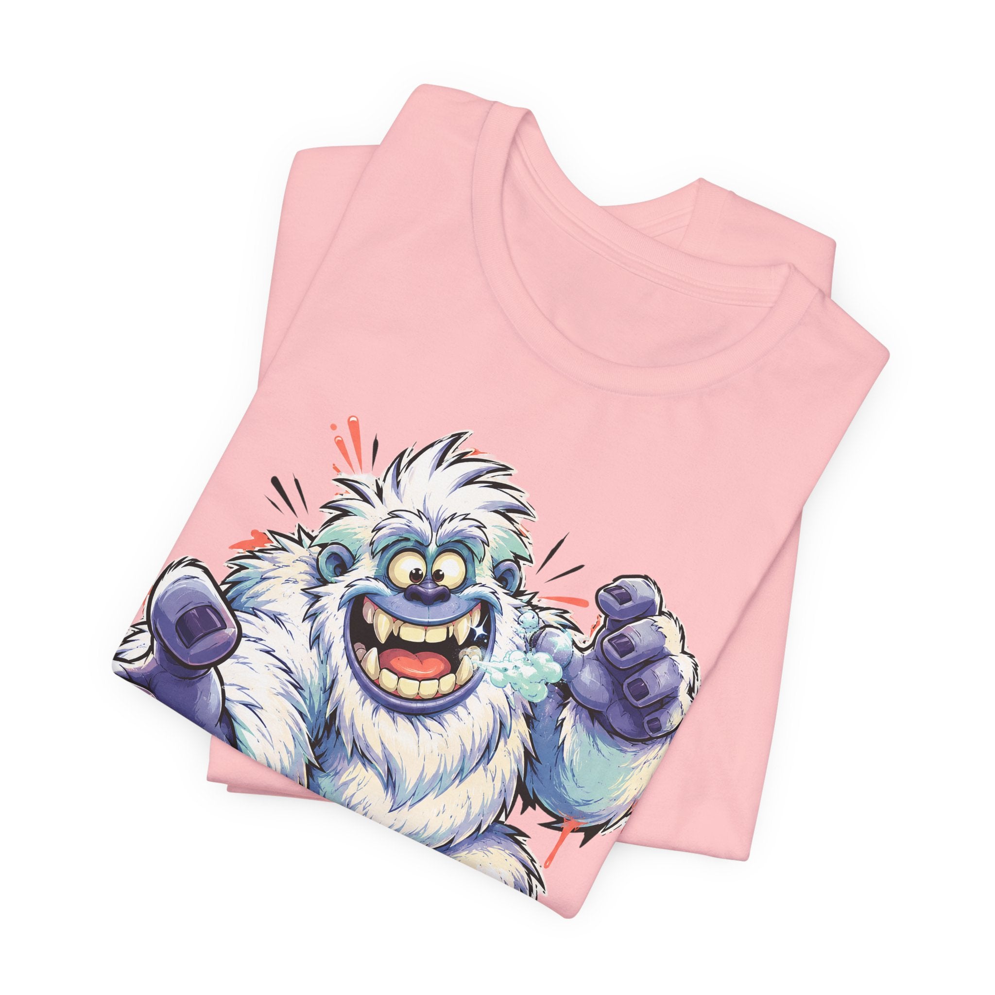 Playful Yeti Monster T-Shirt | Cartoon Sasquatch Tee, Snow Creature Illustration, Fun Unisex Gift