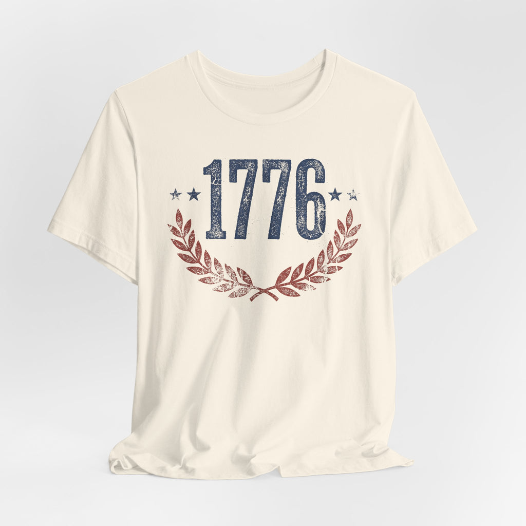 1776 Laurel Wreath T-Shirt | Patriotic American Revolution History Independence Day Graphic Tee