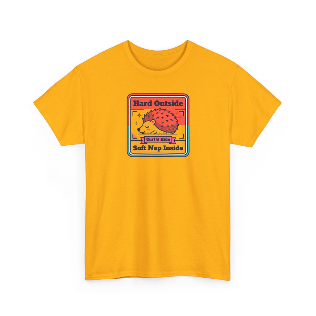 Hard Outside Soft Nap Inside T-Shirt | Funny Hedgehog Introvert Graphic Tee