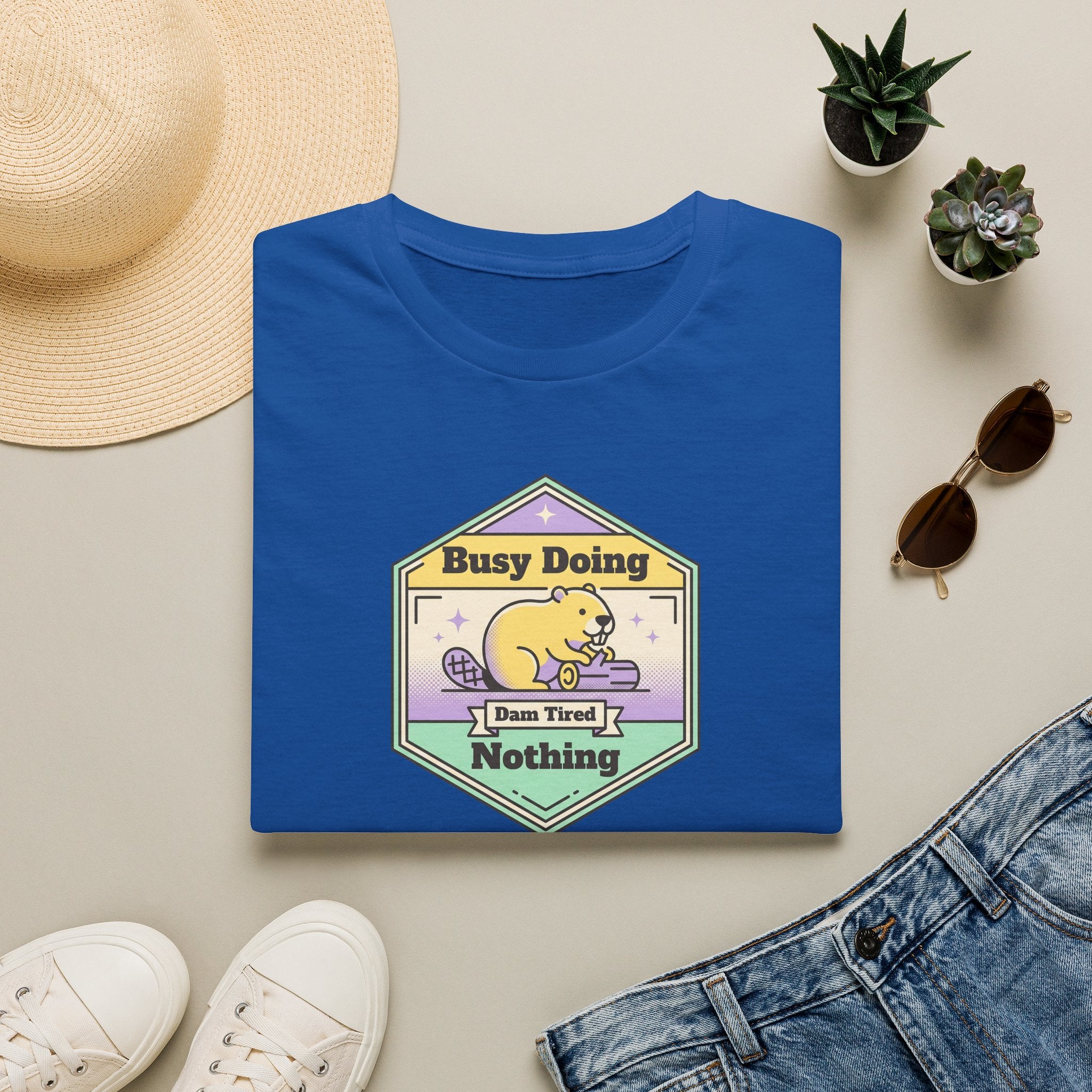 Funny Sloth T-Shirt | Busy Doing Nothing Cute Pastel Sloth Graphic Tee | Lazy Day Animal Shirt Gift