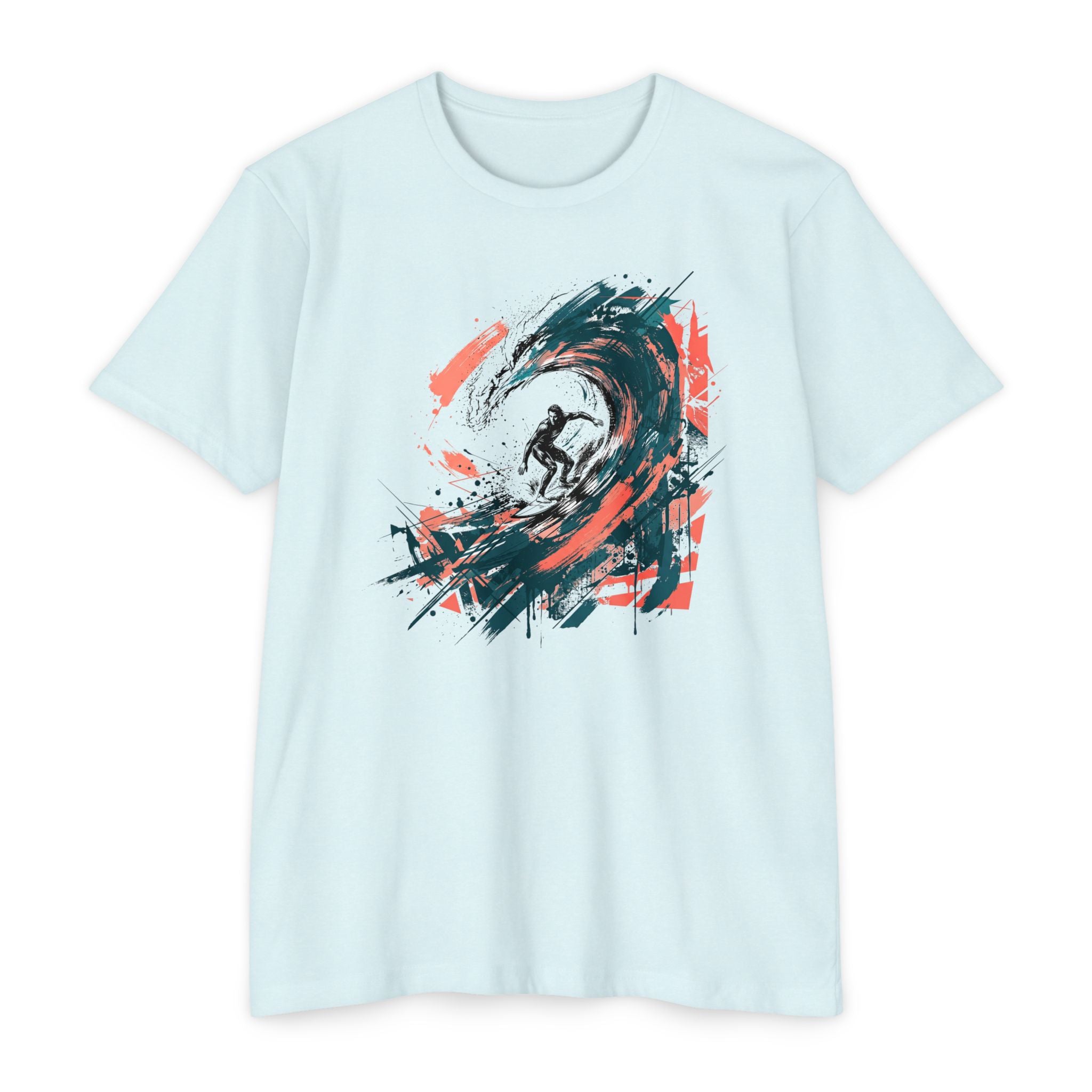 Surfer T-Shirt Wave Paintbrush Art Abstract Ocean Surf Graphic Tee Surfer Gift Beach Lover Unisex