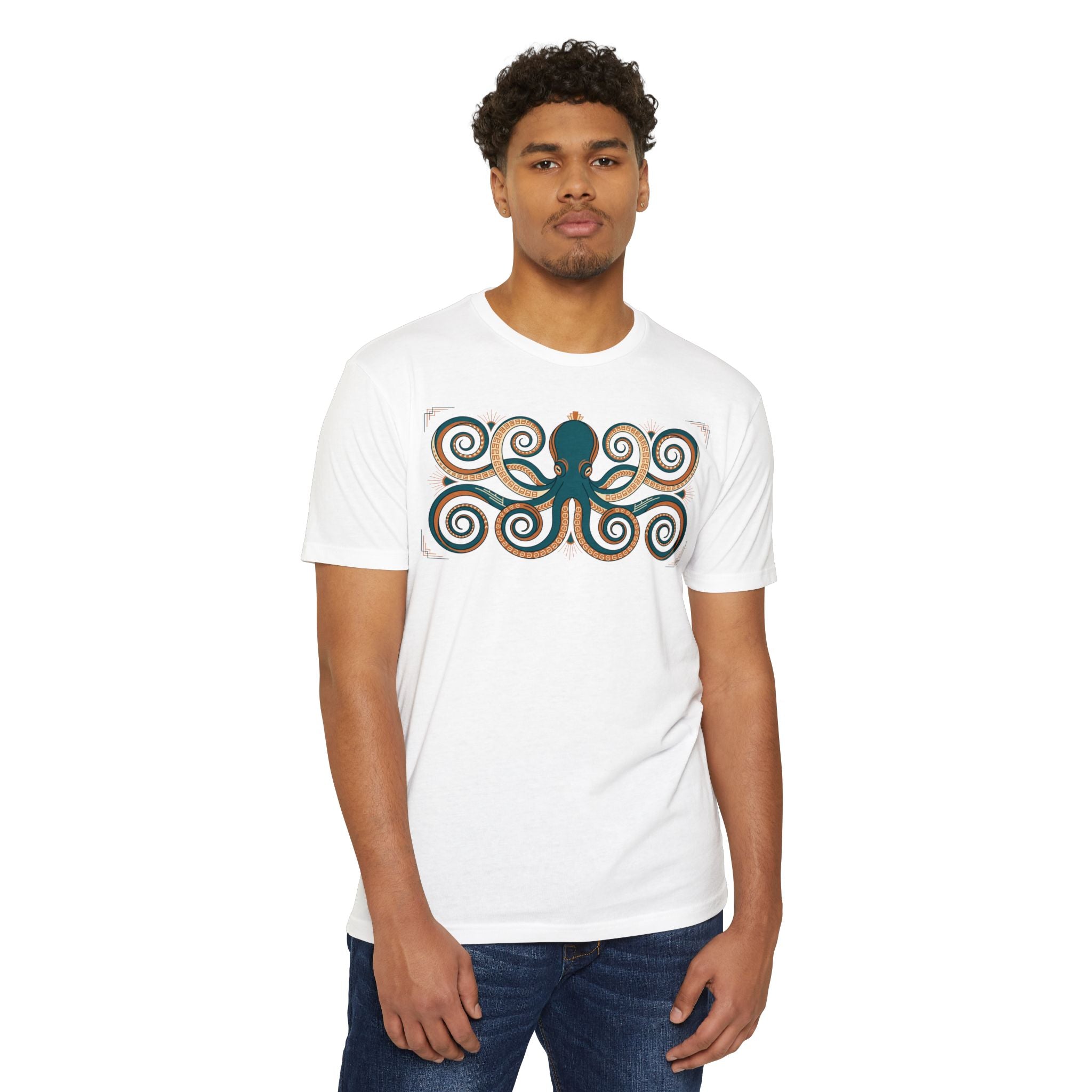 Octopus T-Shirt Teal Swirl Nautical Sea Creature Graphic Tee Ocean Lover Gift Unisex