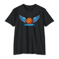 Custom Basketball T-Shirt Personalized Winged Basketball Banner Tee Add Your Name or Team Unisex