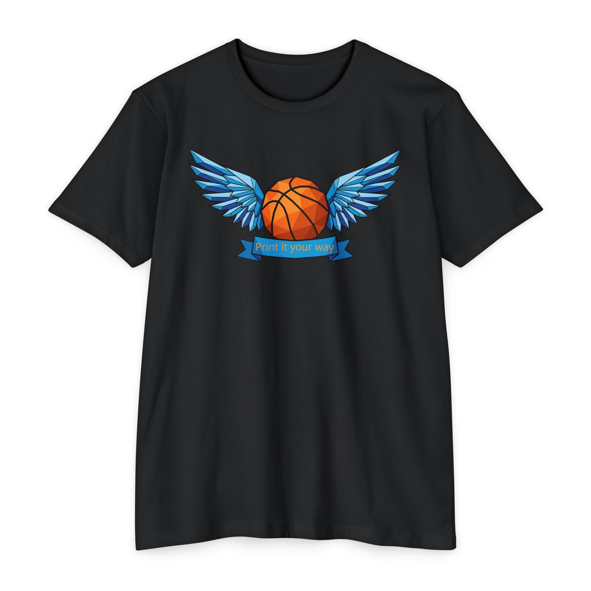 Custom Basketball T-Shirt Personalized Winged Basketball Banner Tee Add Your Name or Team Unisex