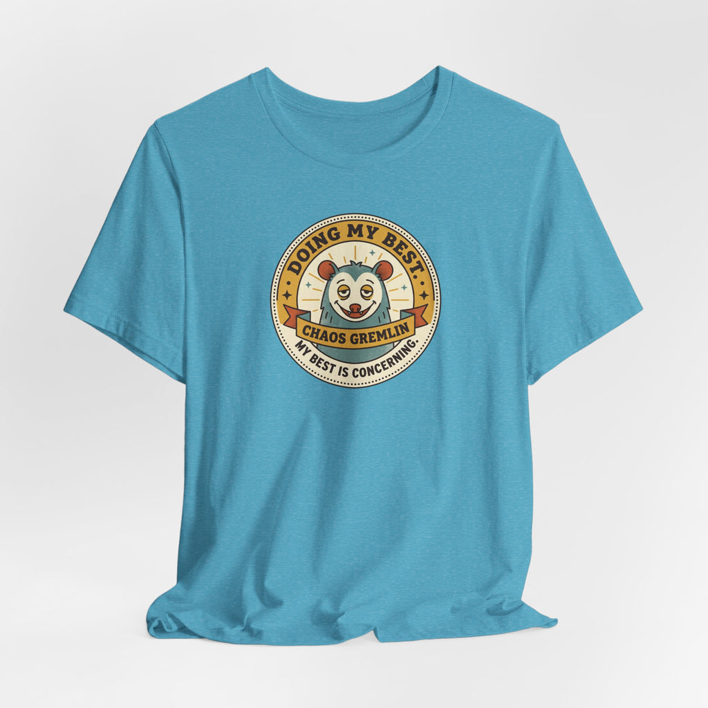 Doing My Best Chaos Gremlin Tee | Cute Cartoon Gremlin Badge Shirt