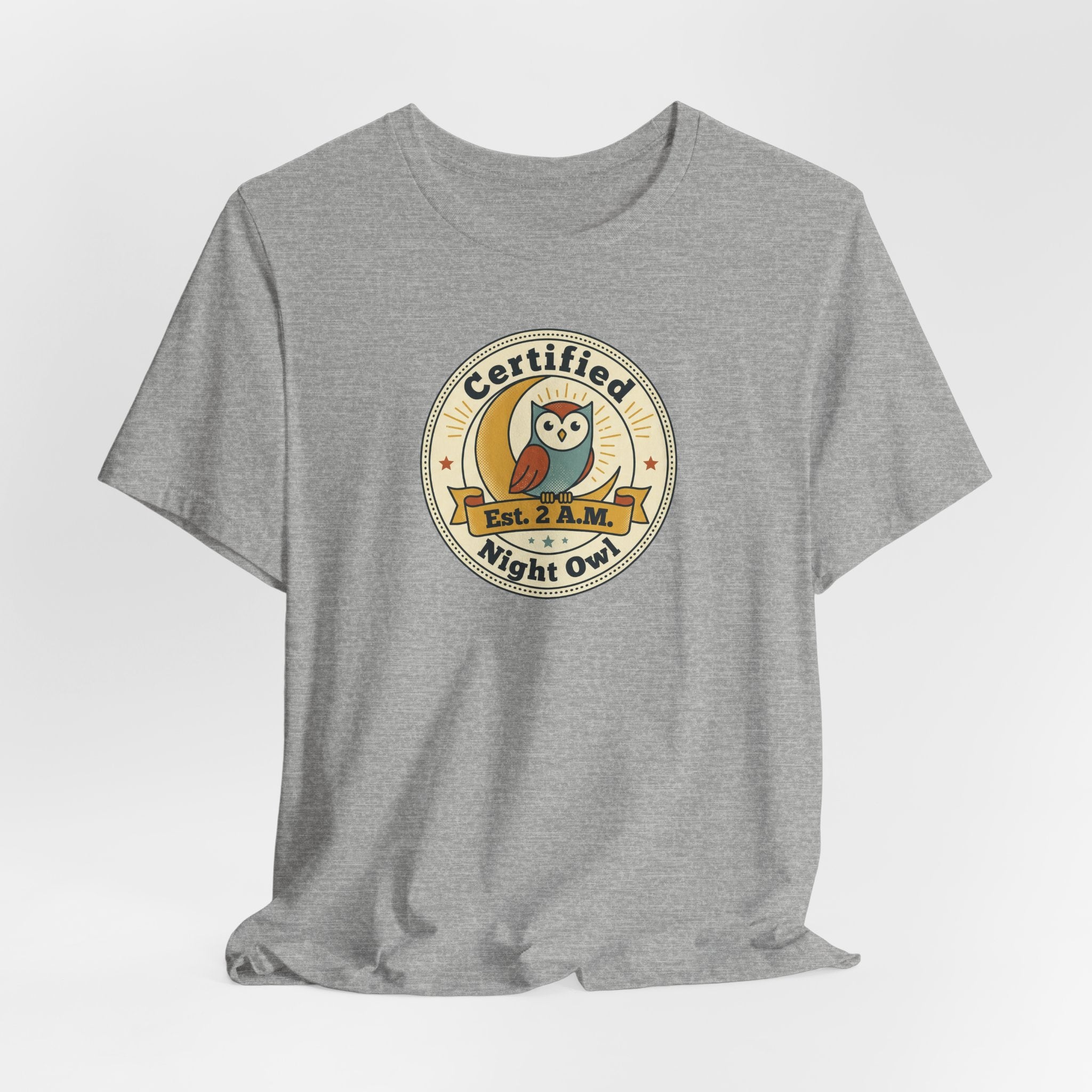 Certified Night Owl owl badge T-Shirt | 2 AM est. graphic tee