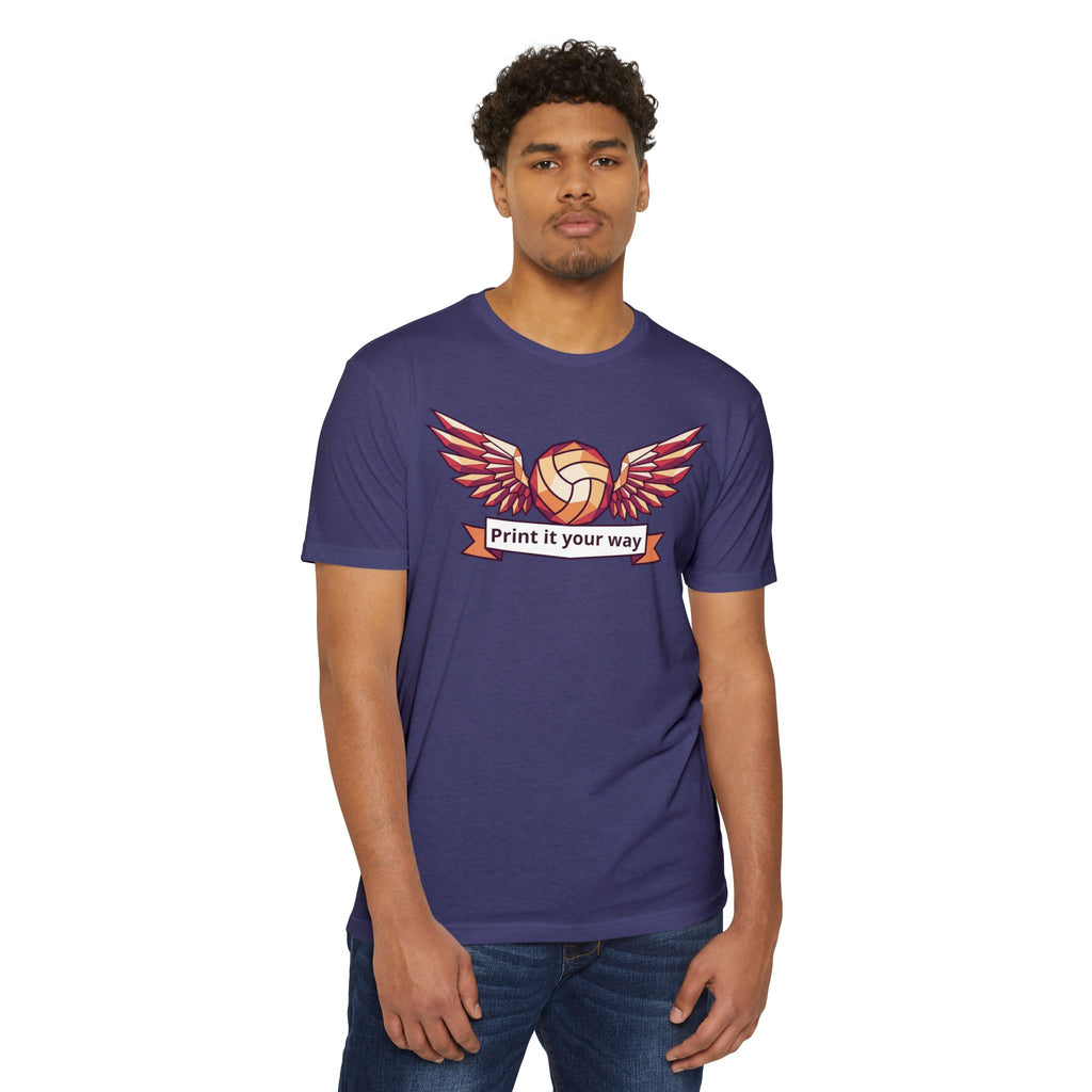 Custom Volleyball T-Shirt Personalized Winged Volleyball Banner Tee Add Your Name or Team Gift Unisex