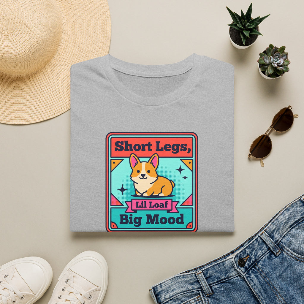 Funny Corgi T-Shirt | Short Legs Big Mood Cute Corgi Dog Graphic Tee | Corgi Lover Gift