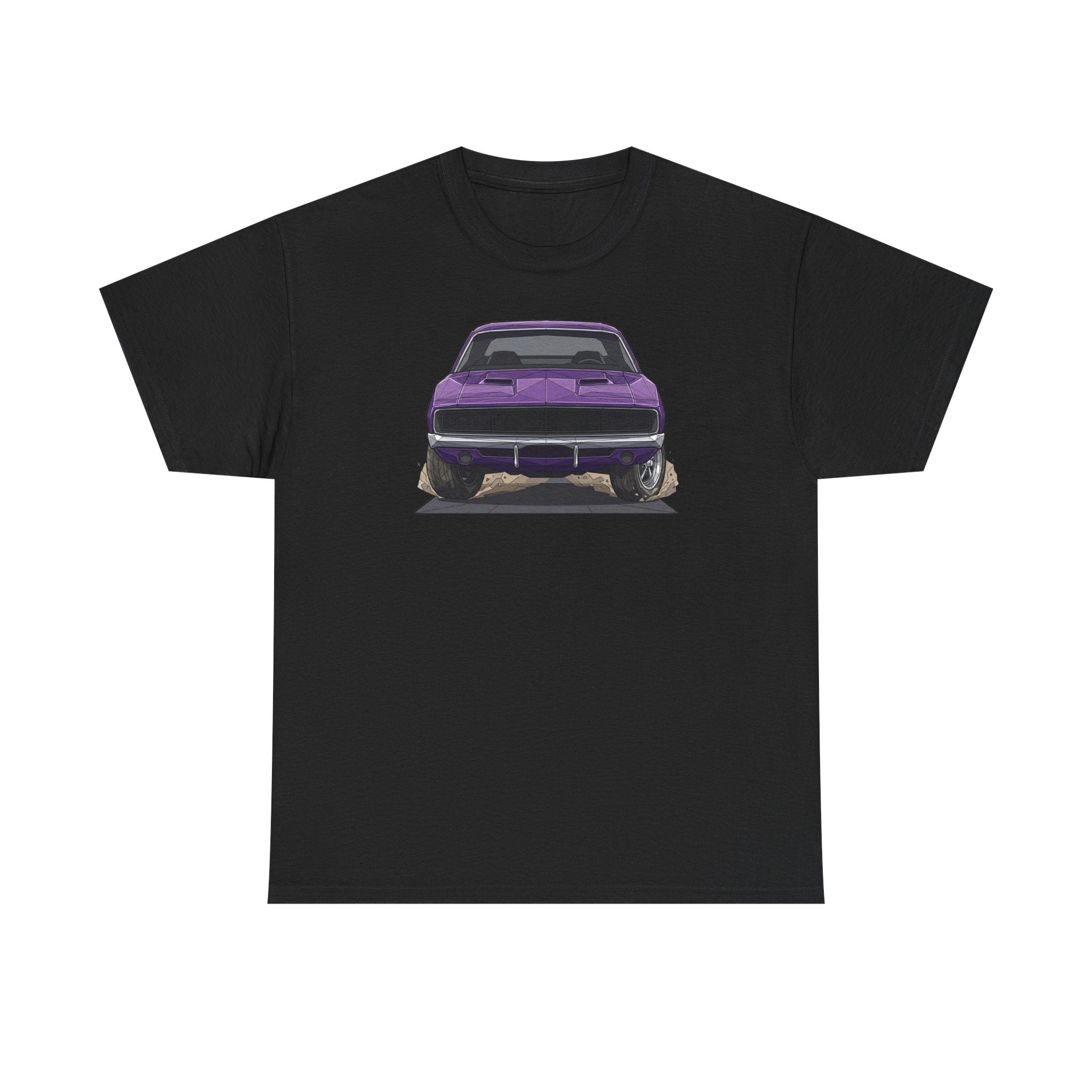 Retro Purple Muscle Car Tee | Front and Back Car Illustration