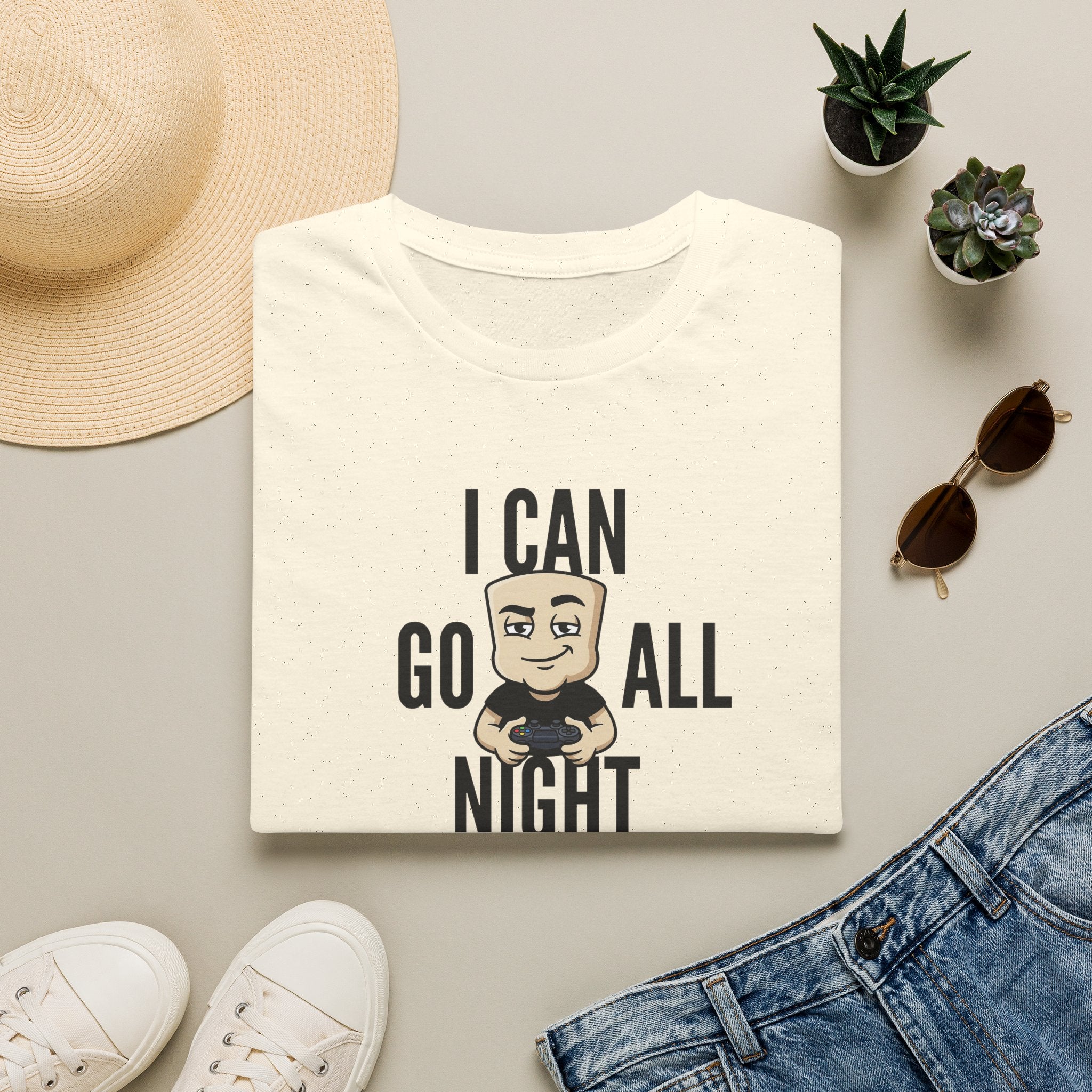 I Can Go All Night T-Shirt | Funny Gamer Tee | Video Game Controller Innuendo Humor Gift