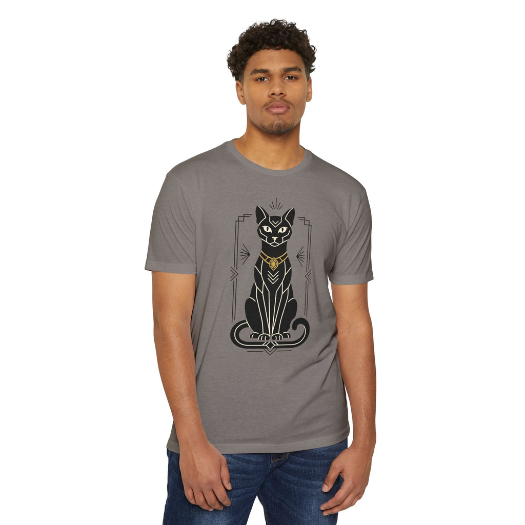 Black Cat T-Shirt Art Deco Egyptian Cat Illustration Graphic Tee Cat Lover Gift Mystic Unisex