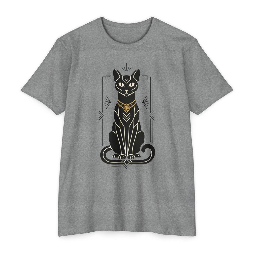 Black Cat T-Shirt Art Deco Egyptian Cat Illustration Graphic Tee Cat Lover Gift Mystic Unisex